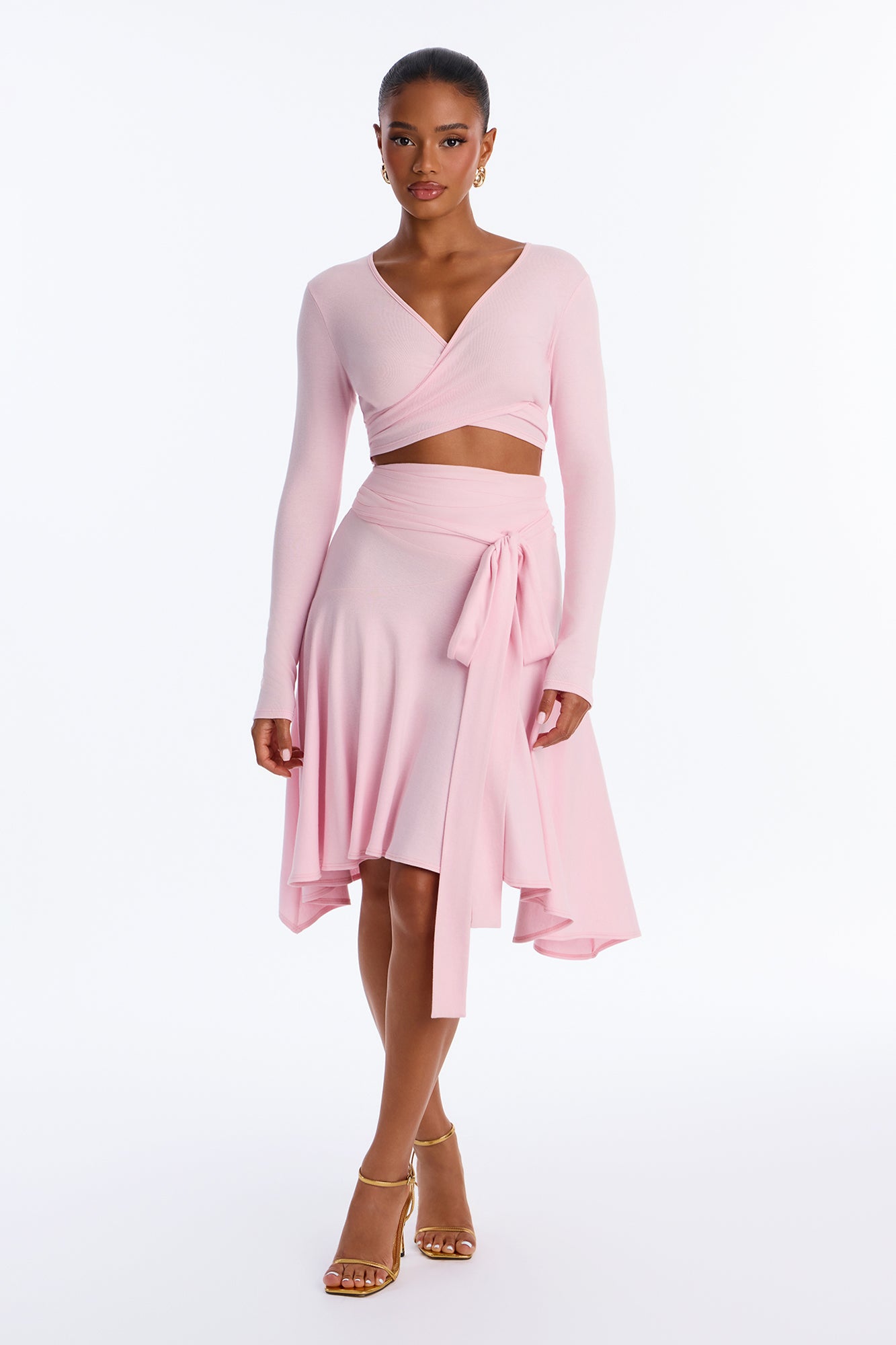 Time To Wrap This Up Tie Front Midi Dress - Pink