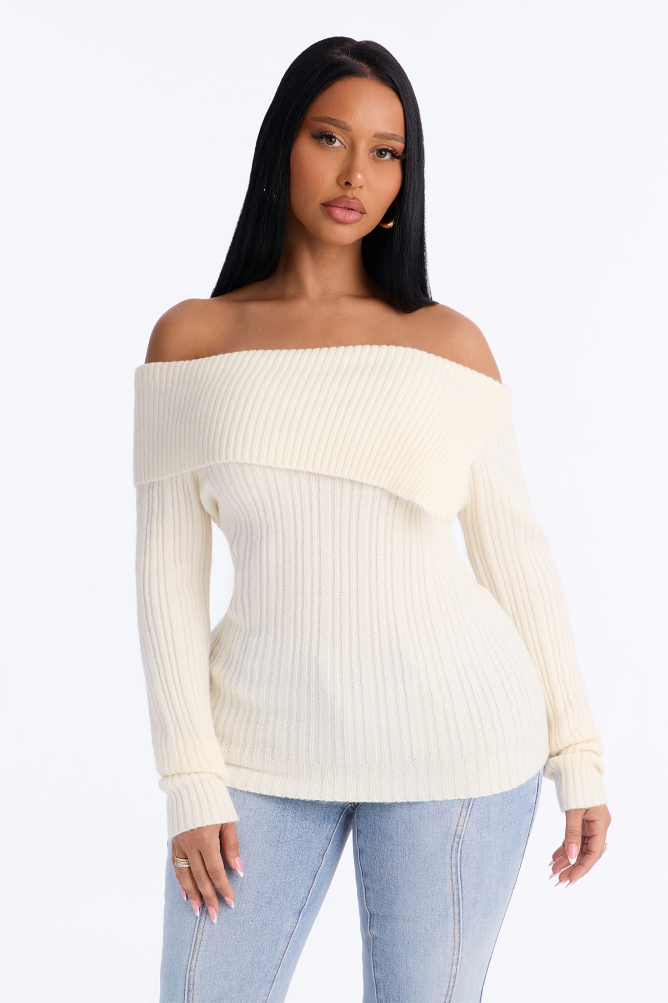 Esme Foldover Pullover Sweater - Ivory