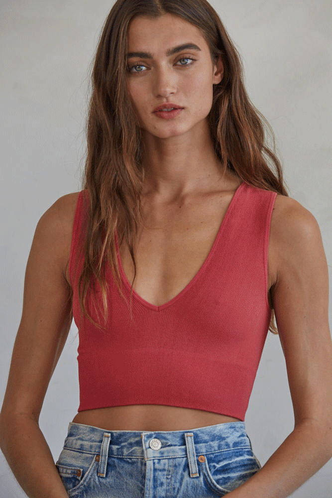 By Together Plunge V-Neck Cropped Tank - 6 Colors