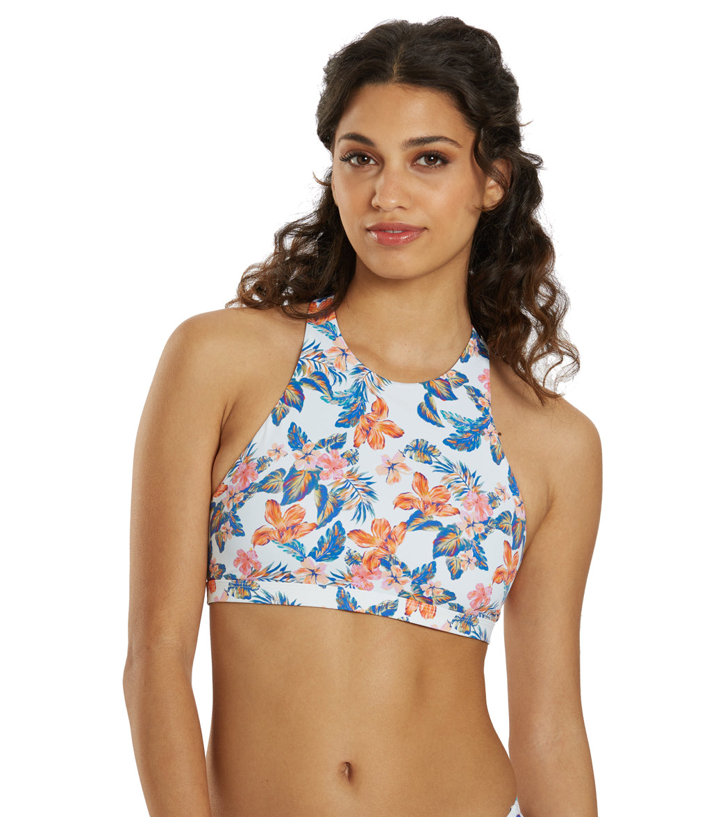 JOLYN Women's Jada Floratiki High Neck Strappy Back Bikini Top