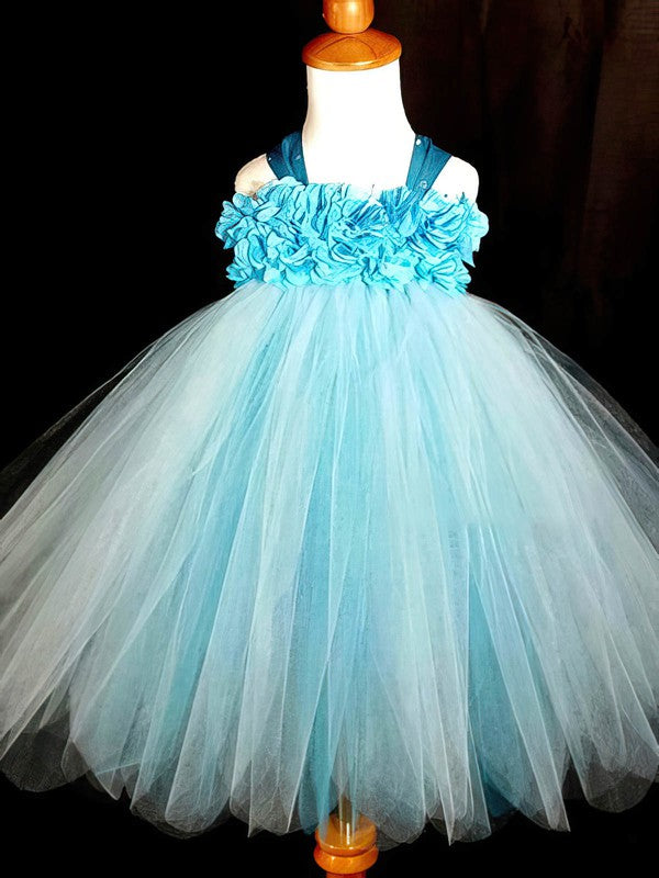 Exquisite Empire Square Sleeveless Tulle Flower Girl Dresses with Bow
