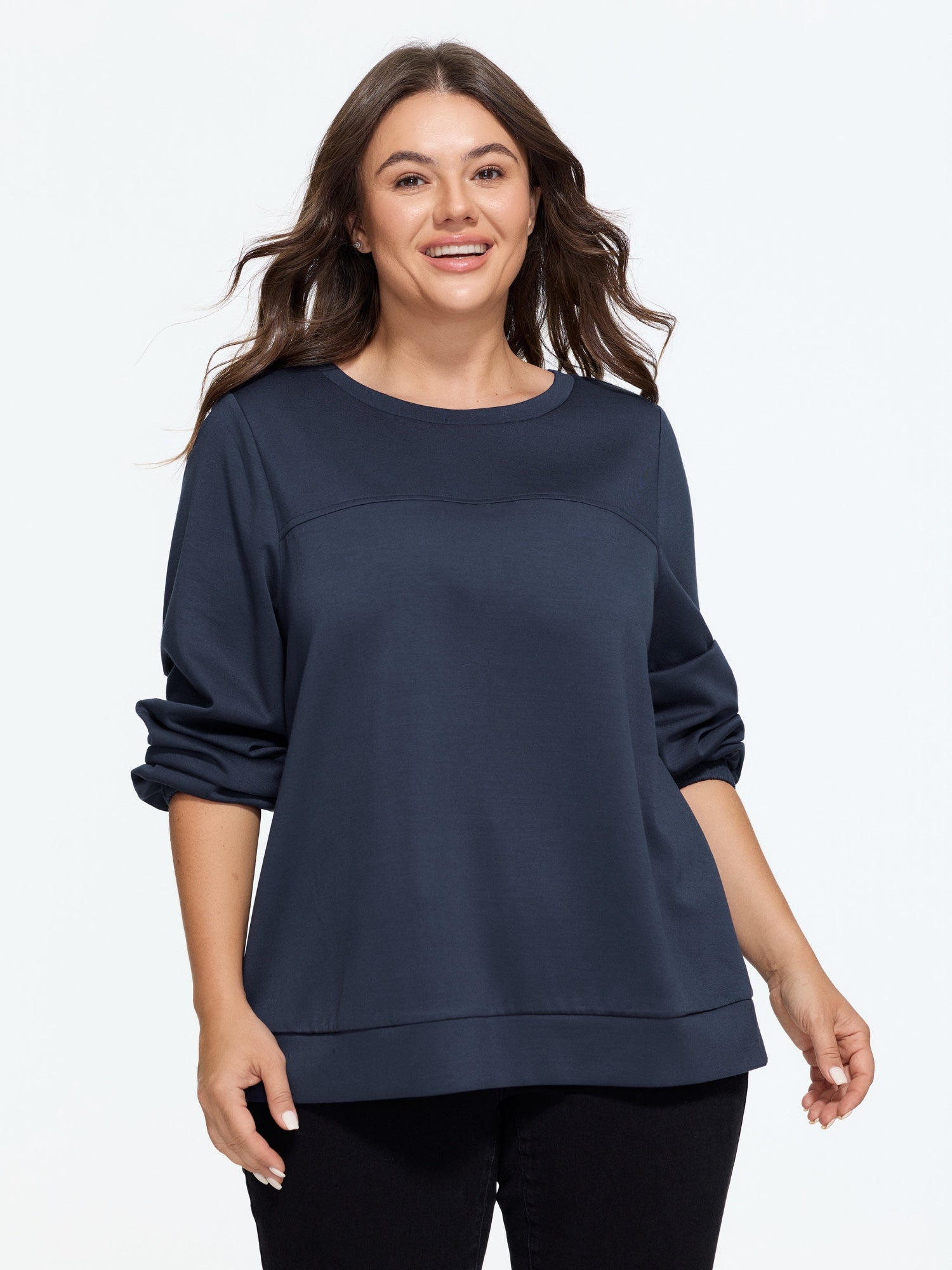 Supersoft Round Neck Lantern Sleeve Sweatshirt