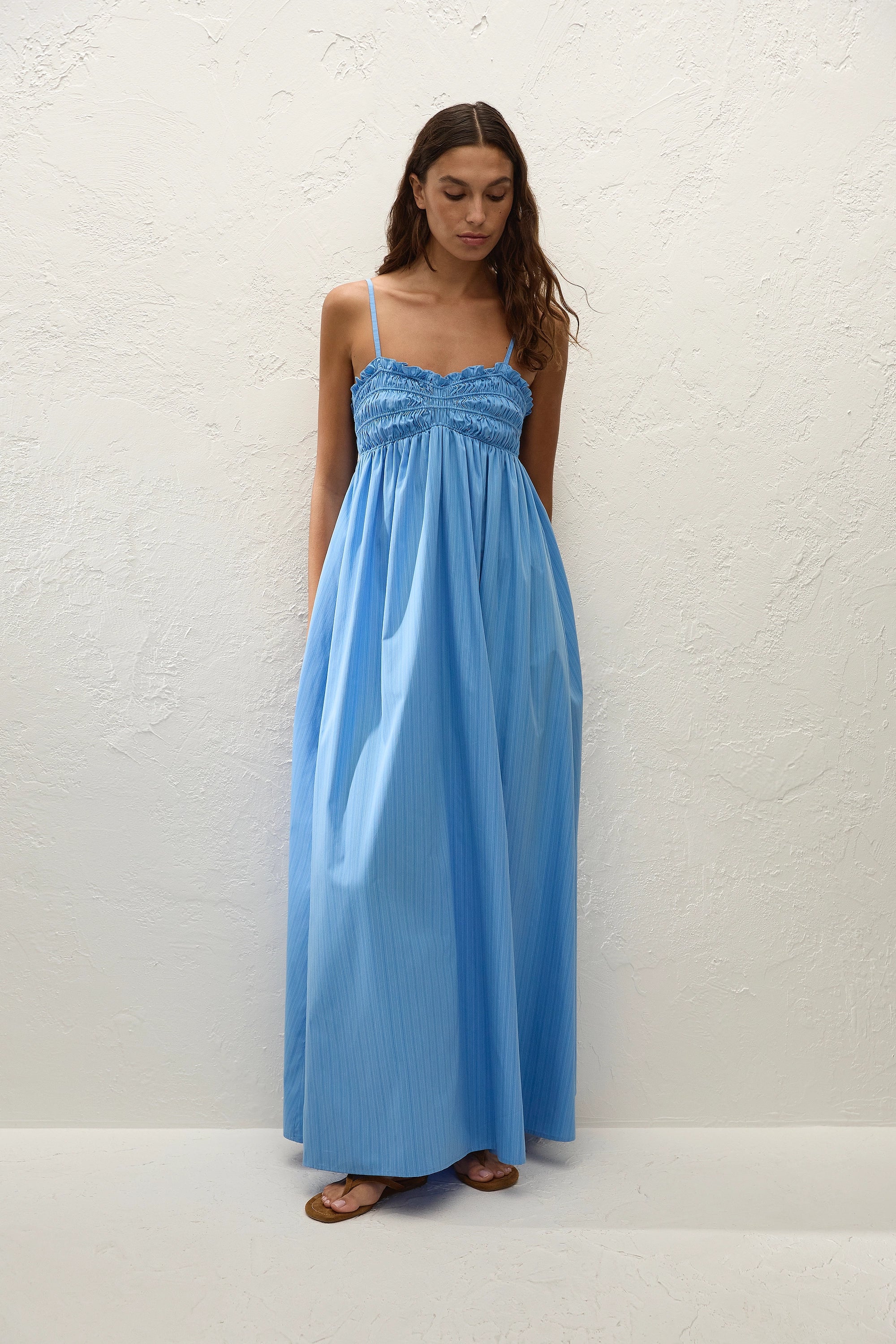 Presa Maxi Dress Mico Pinstripe Azul - Final Sale