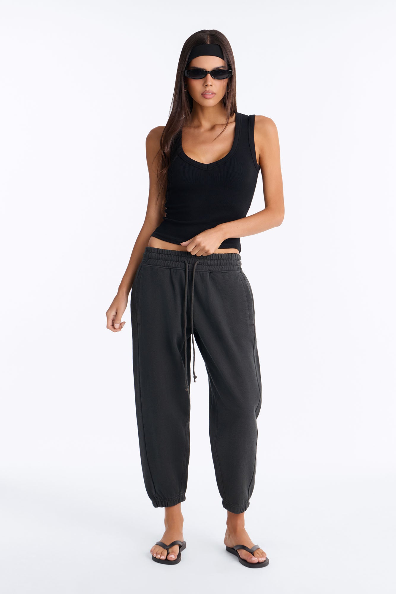 TERRY Cropped Jogger Sweatpant - Washed Black