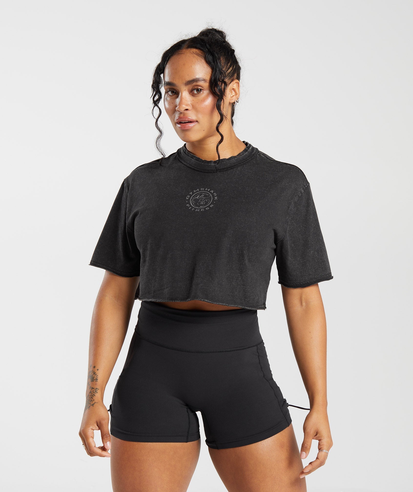 Gymshark Legacy Washed Crop Top - Black/Wash