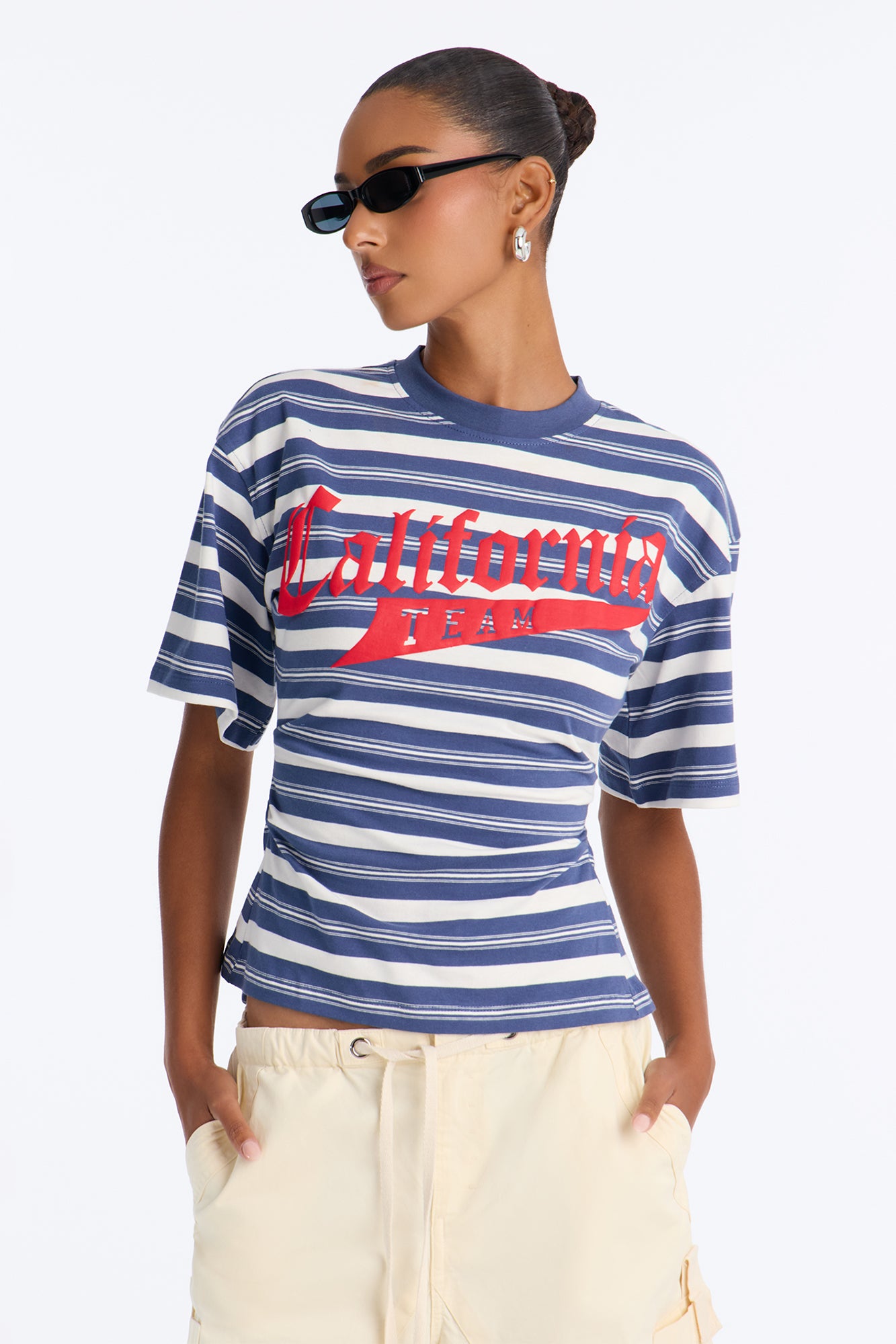 California Team Striped Cinched Tee - Blue