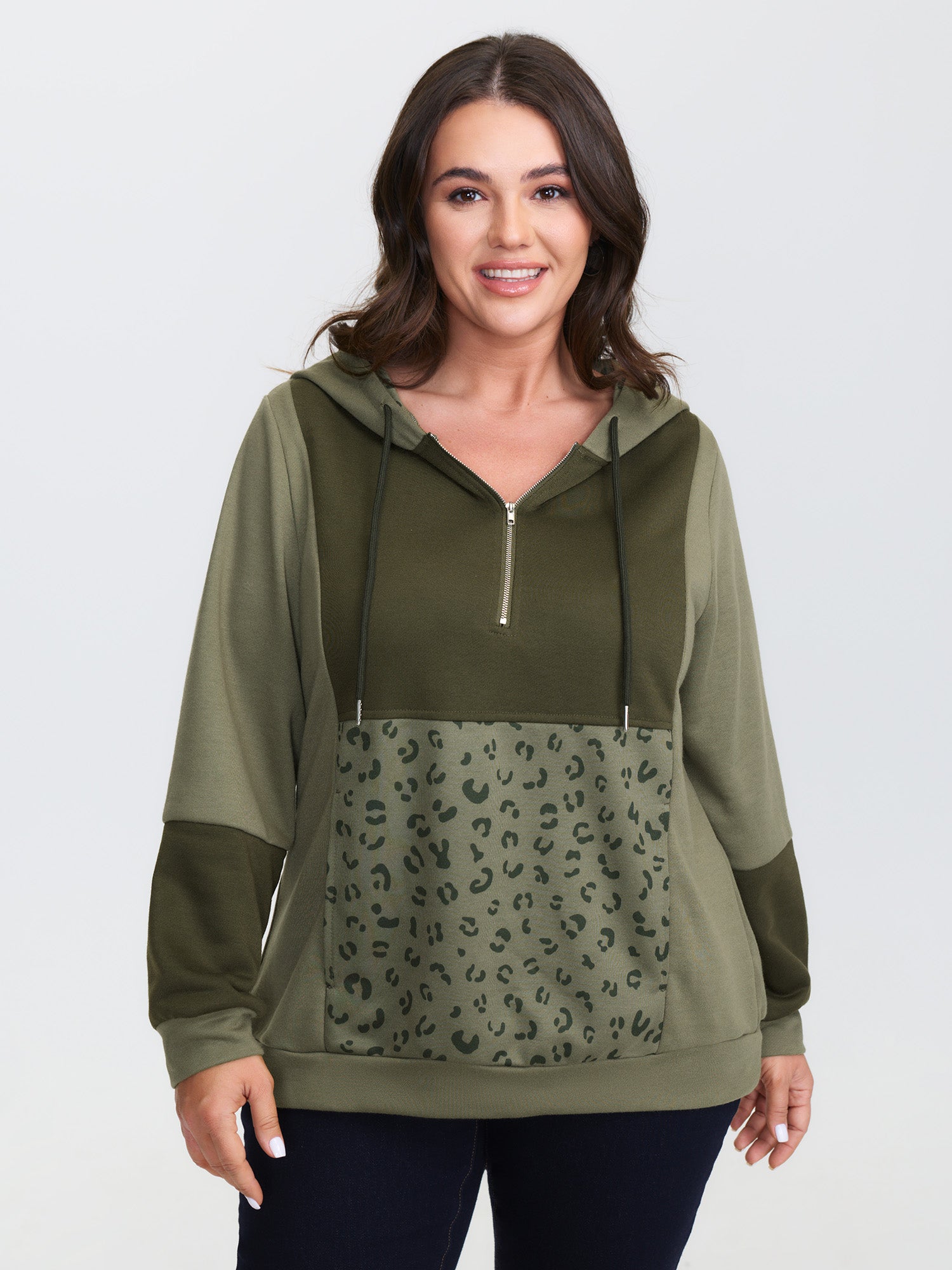 Leopard Print Colorblock Hoodie