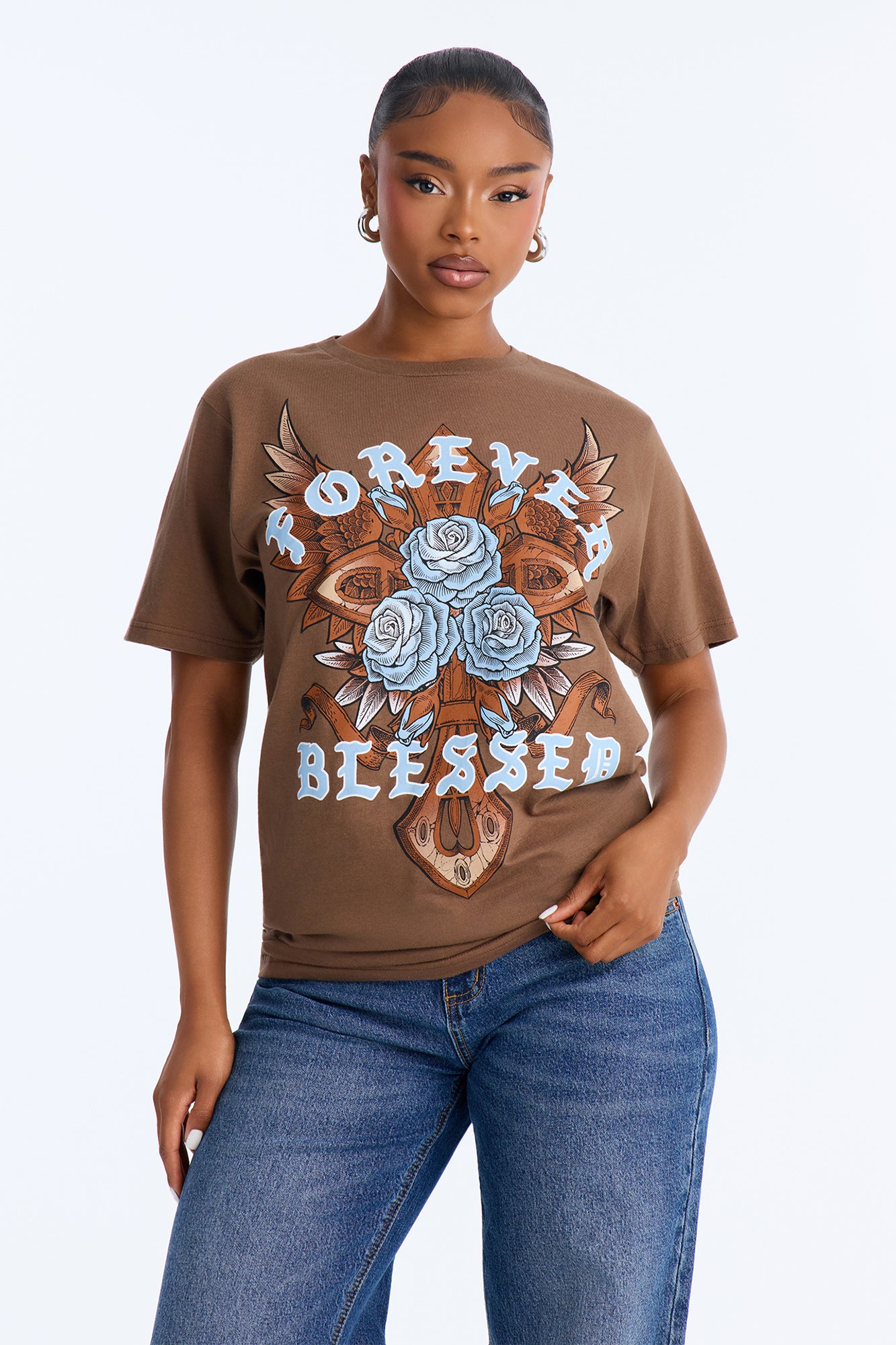Forever Blessed Graphic Tee - Chocolate