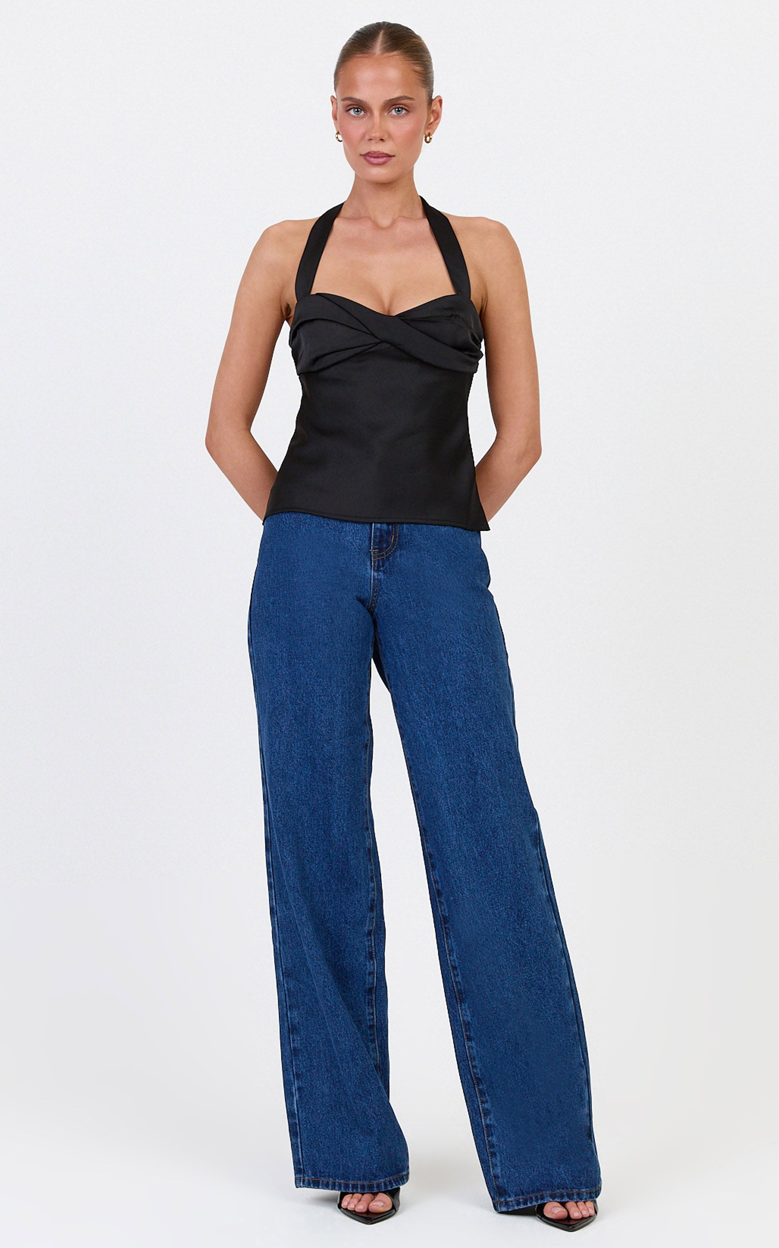 Nellie Top - Twisted Sweetheart Halter Neck Top in Black