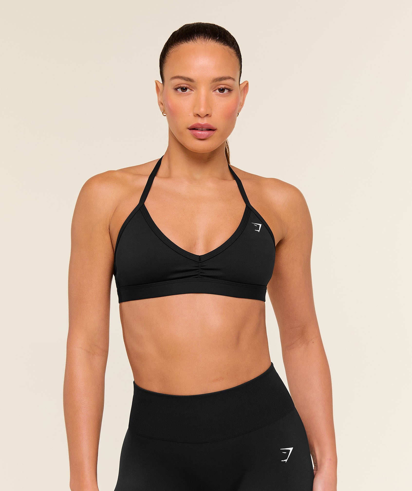 Gymshark Light Support Minimal Halterneck Bra - Black
