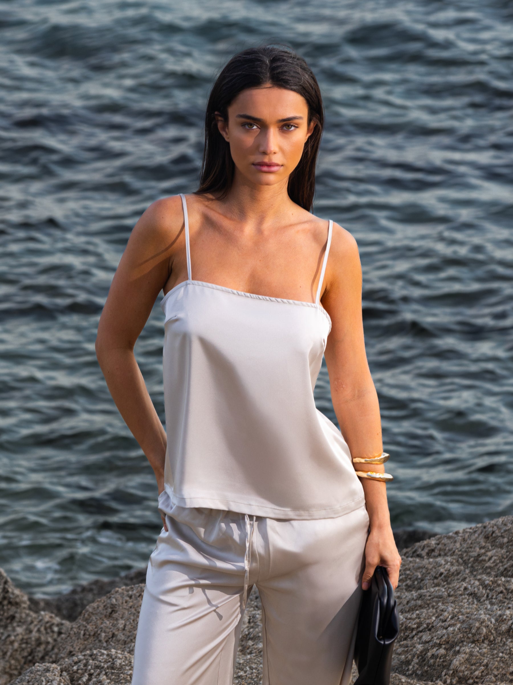 Thalia Satin Vest - Champagne