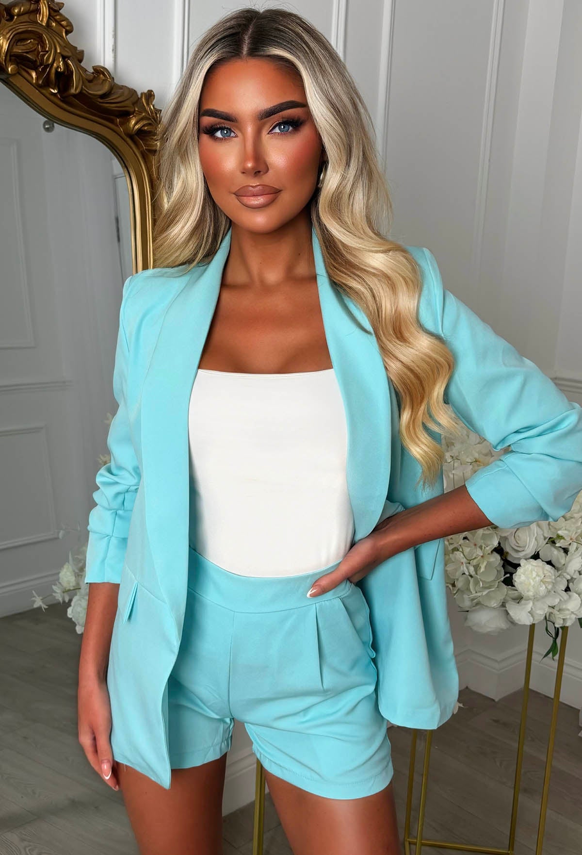 Suits Me Aqua Blazer & Shorts Co-ord Set