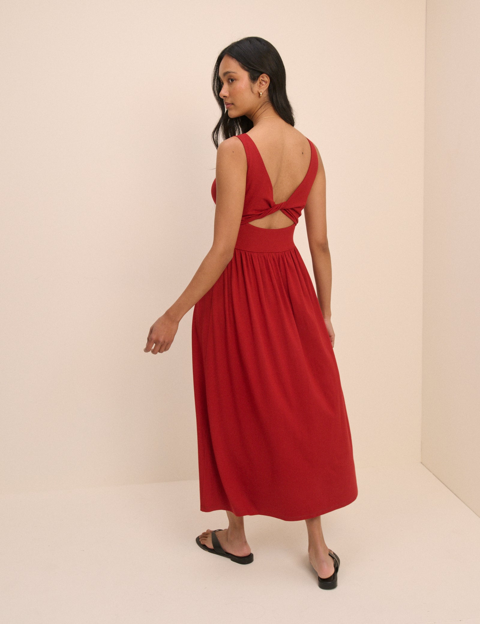 Red Jersey Evelyn Midi Dress