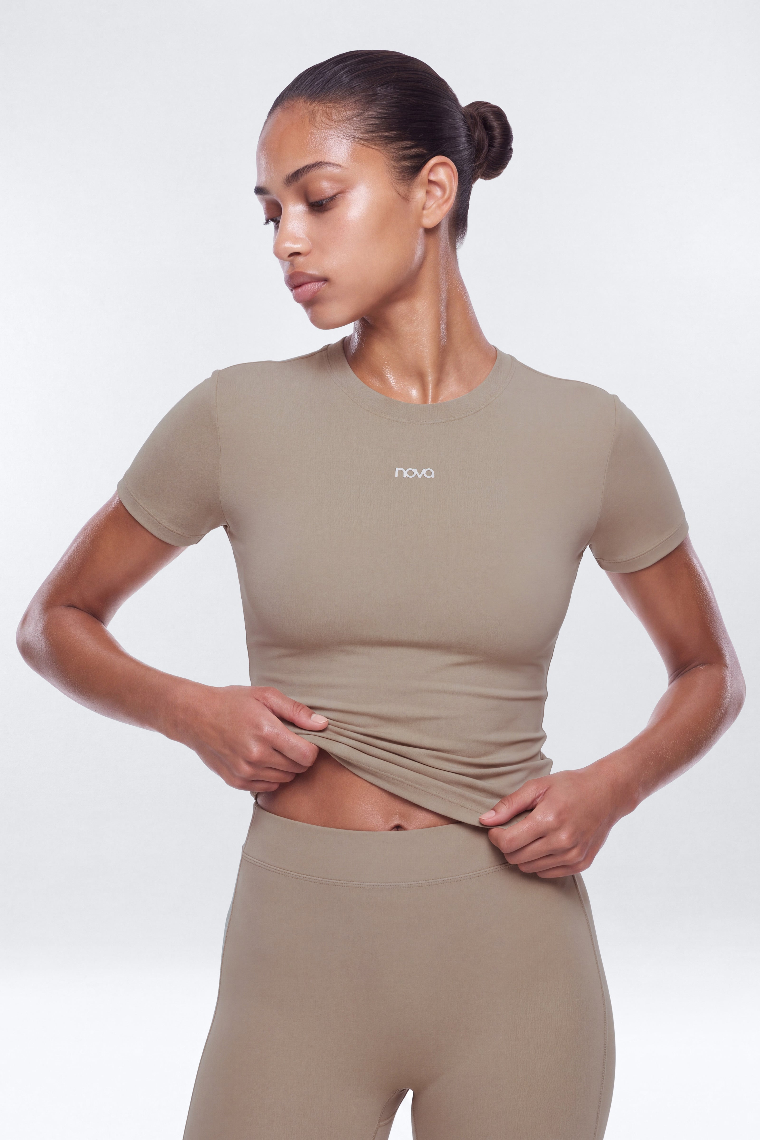 ProStretch™ Short Sleeve Sports Top - Taupe