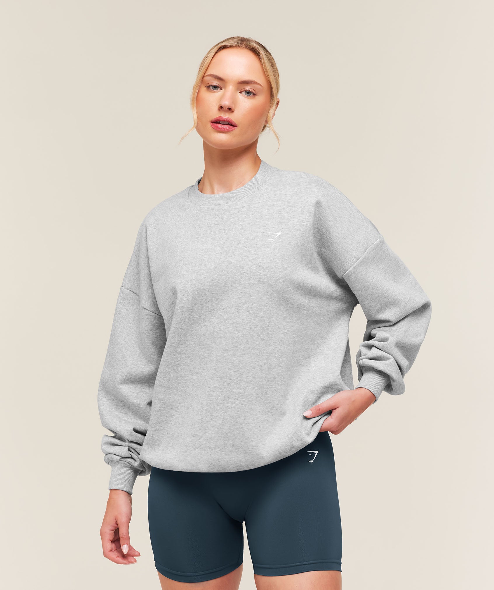 Gymshark Training Oversized Fleece Sweatshirt - Light Grey Core Marl