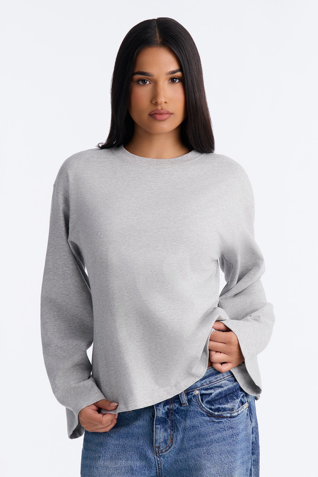 Jayden Fitted Shirt Long Sleeve T-Shirt - Heather Grey