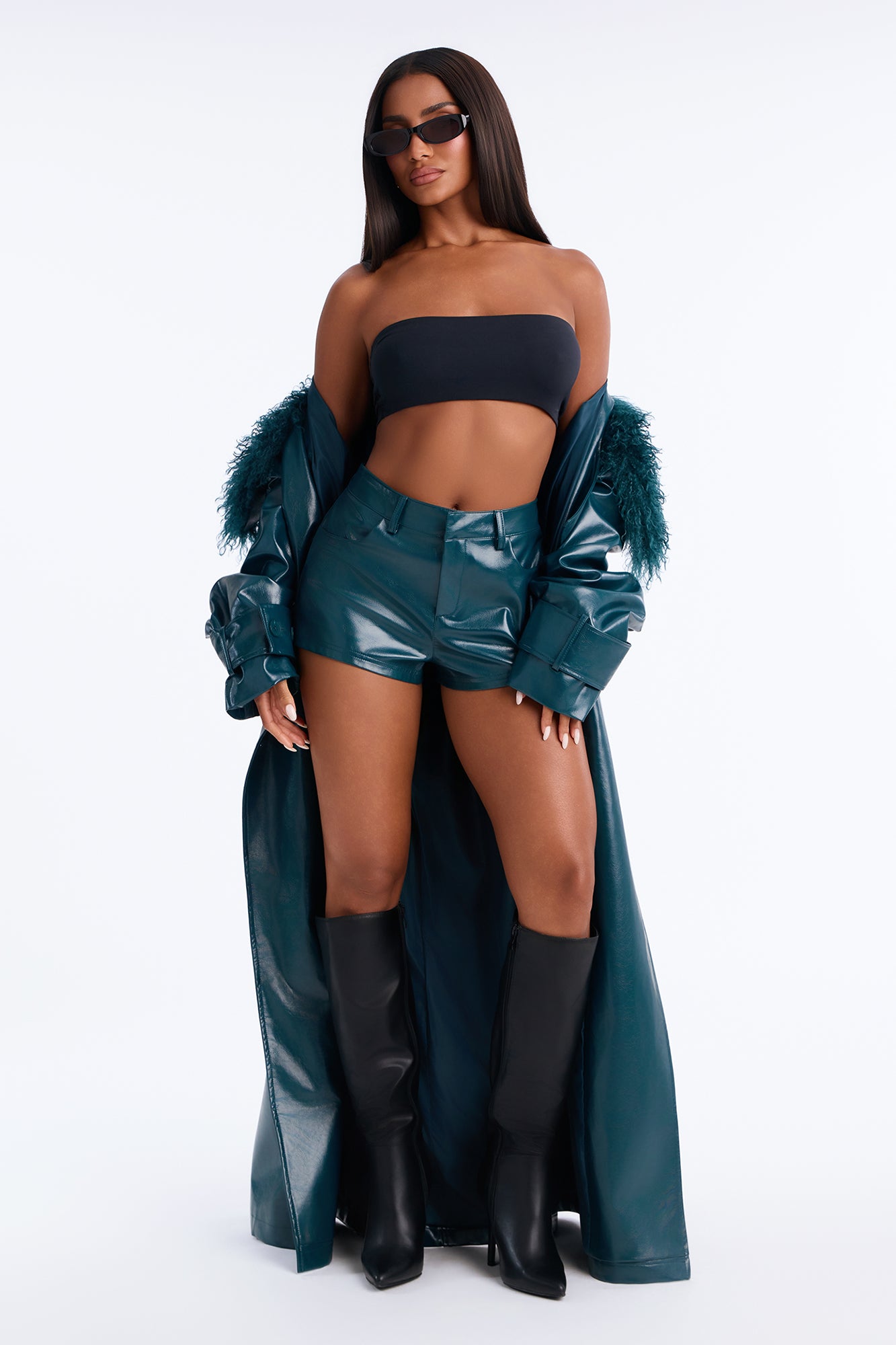 Marissa Faux Leather Micro Short - Hunter Green