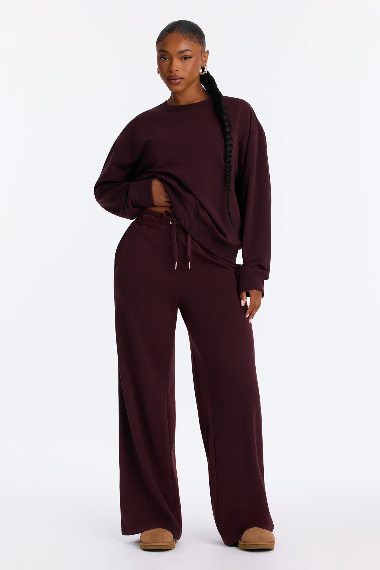 Winning Streak Fleece Pant Set - Chocolate