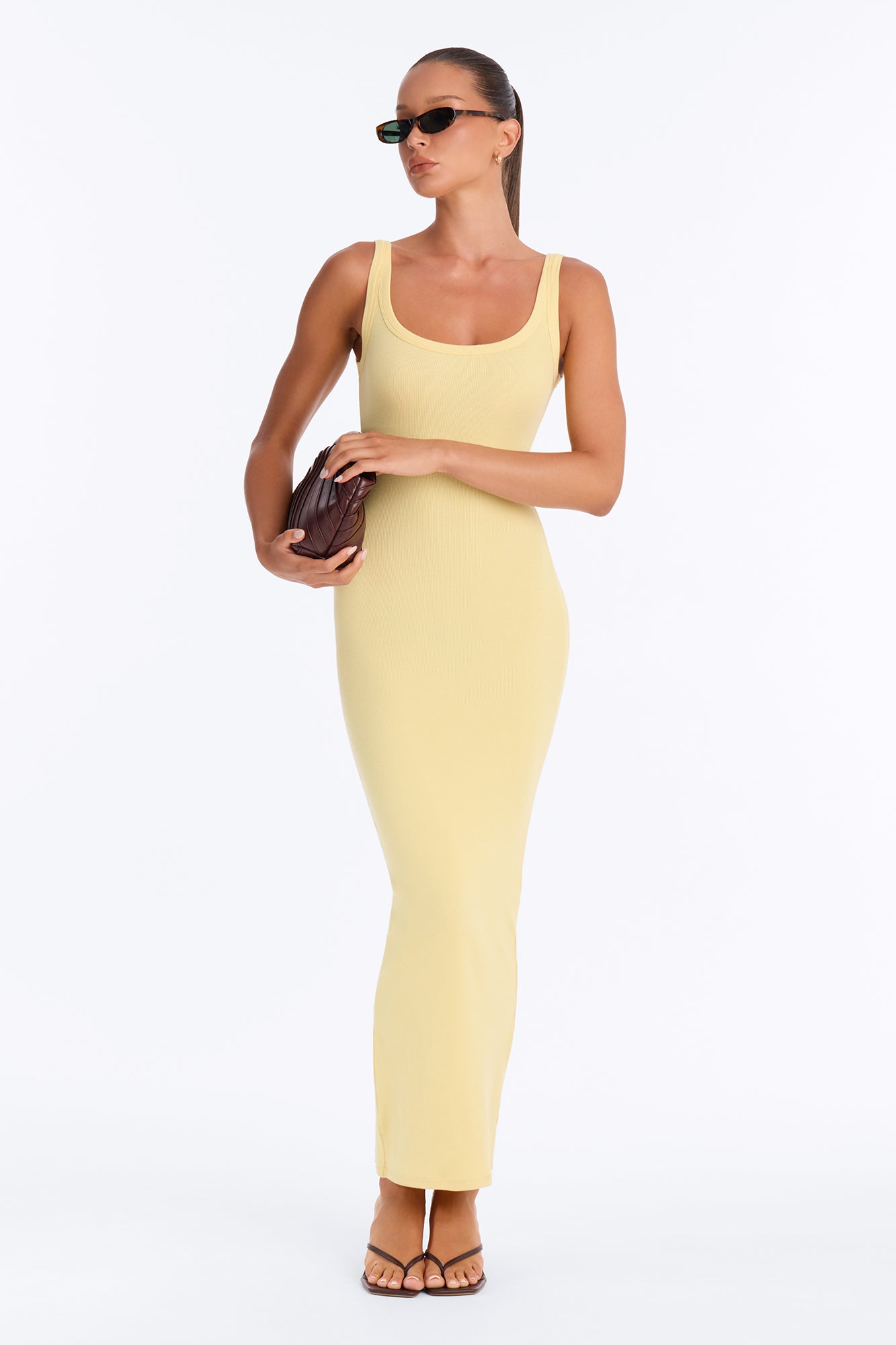 Cotton Rib Everyday Classic Maxi Dress - Butter Yellow
