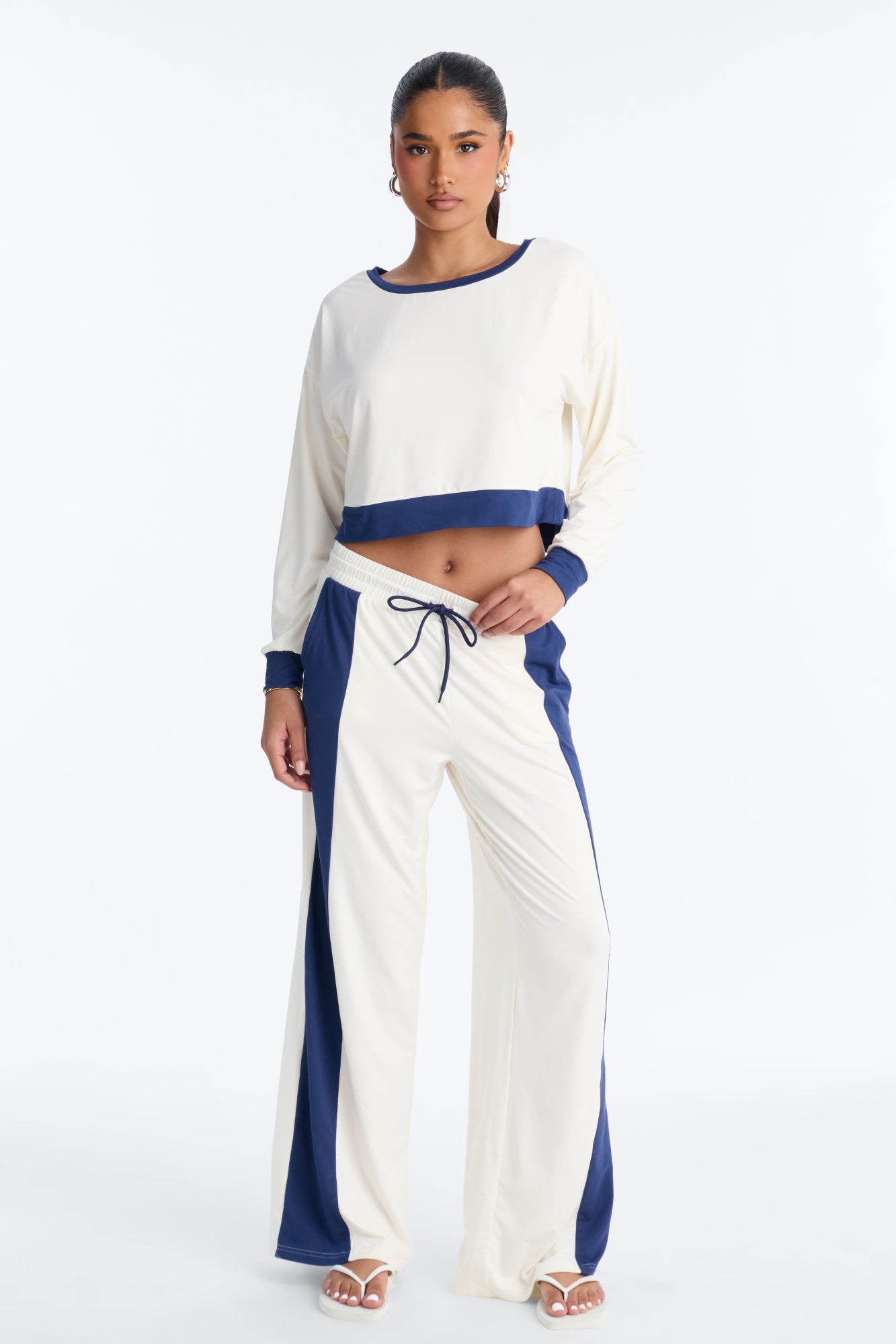 Teagan Off Shoulder Pant Set - Cream/combo