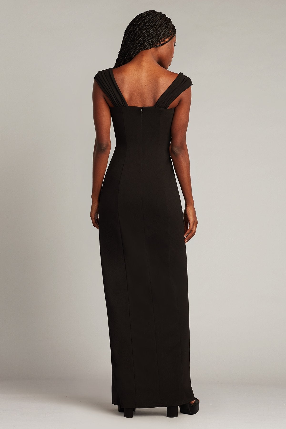 Tadashi Shoji SBOS23145L - Keene Pearl Accent Column Evening Gown