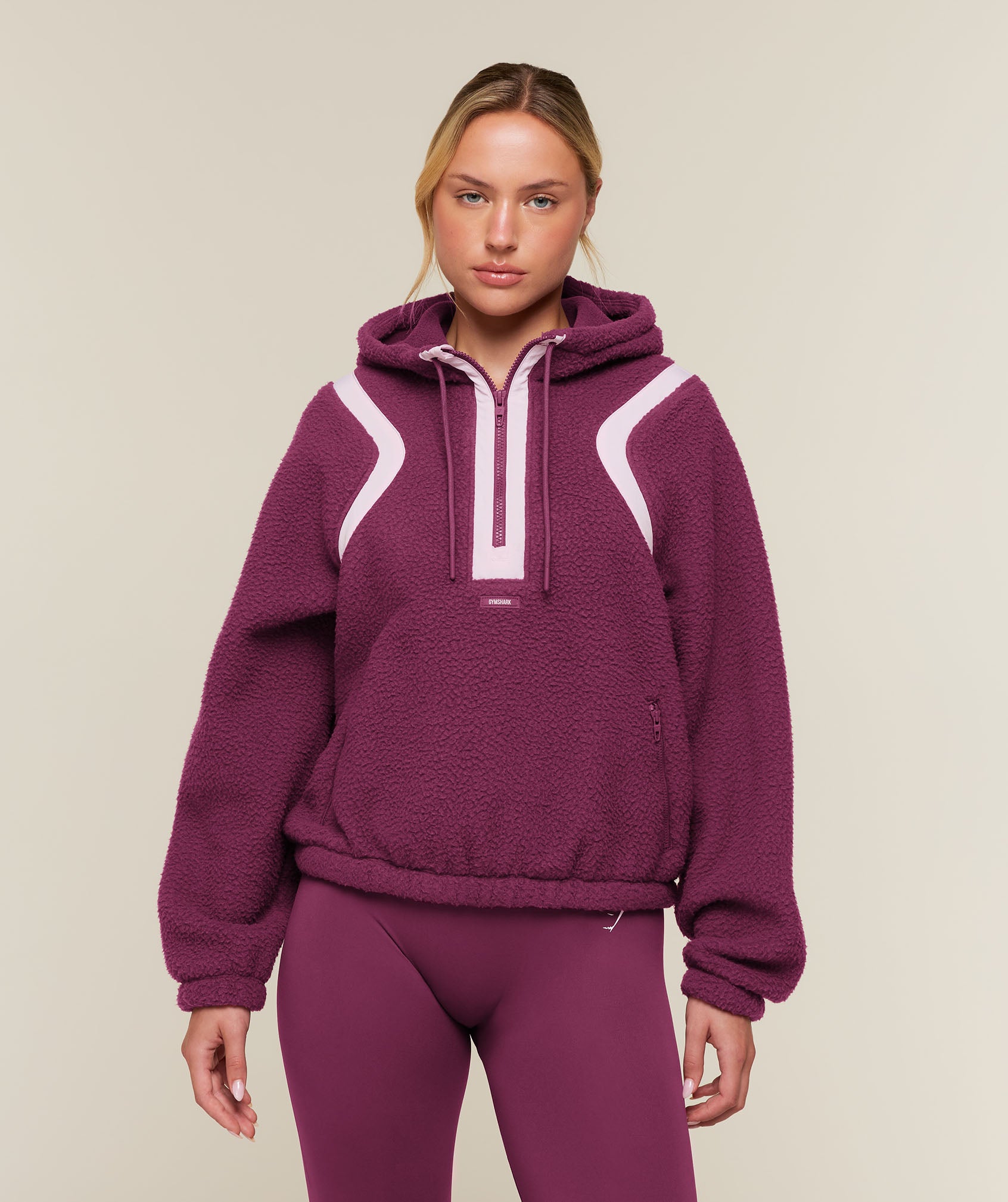 Gymshark Sherpa 1/4 Zip Jacket - Strength Pink/Haze Pink