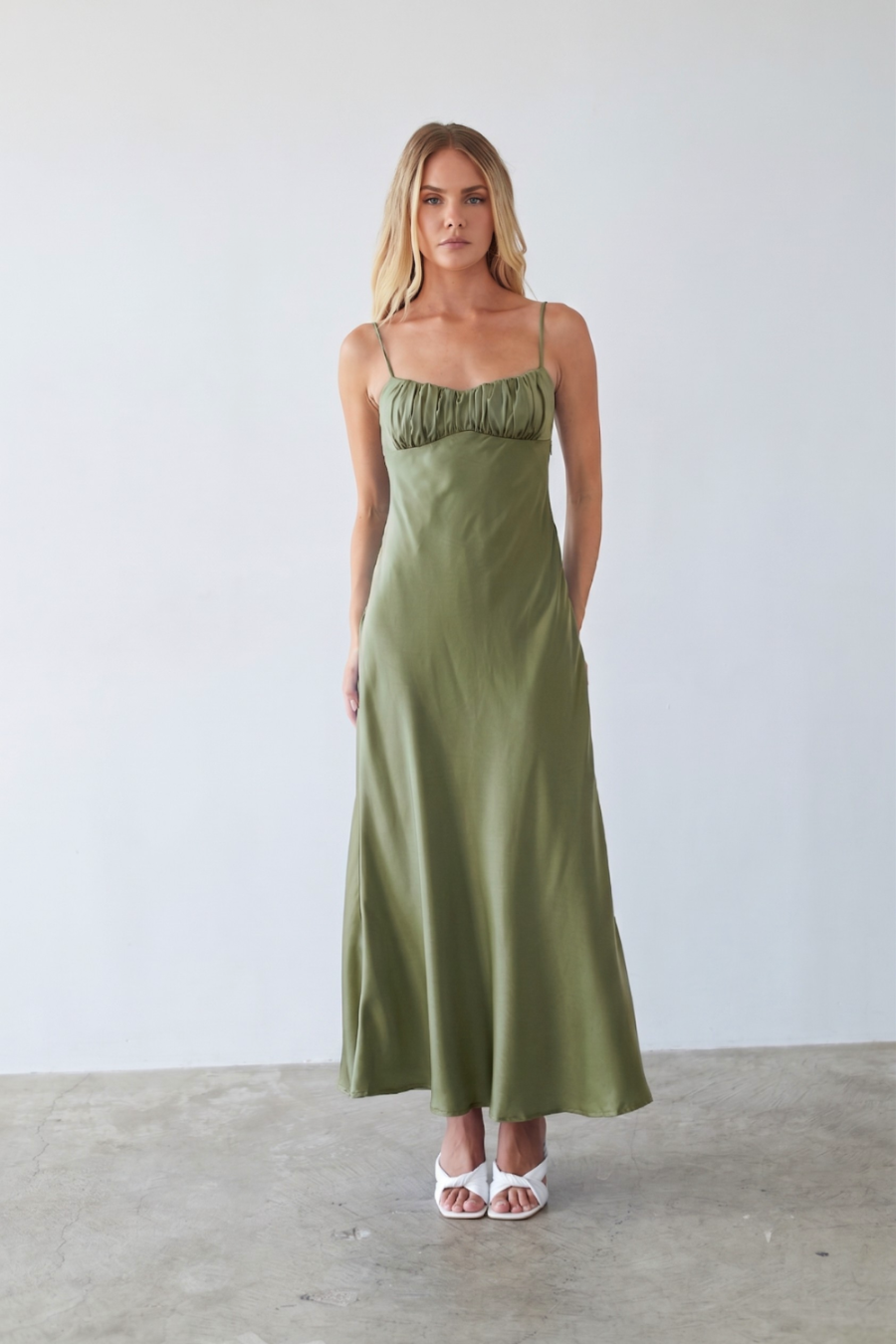 Andie Open Back Satin Maxi Dress