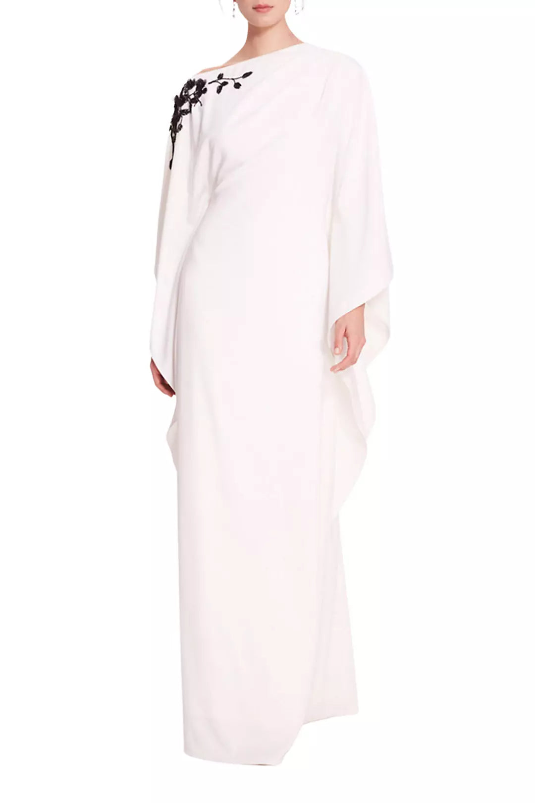 Embroidered Draped Kaftan Gown