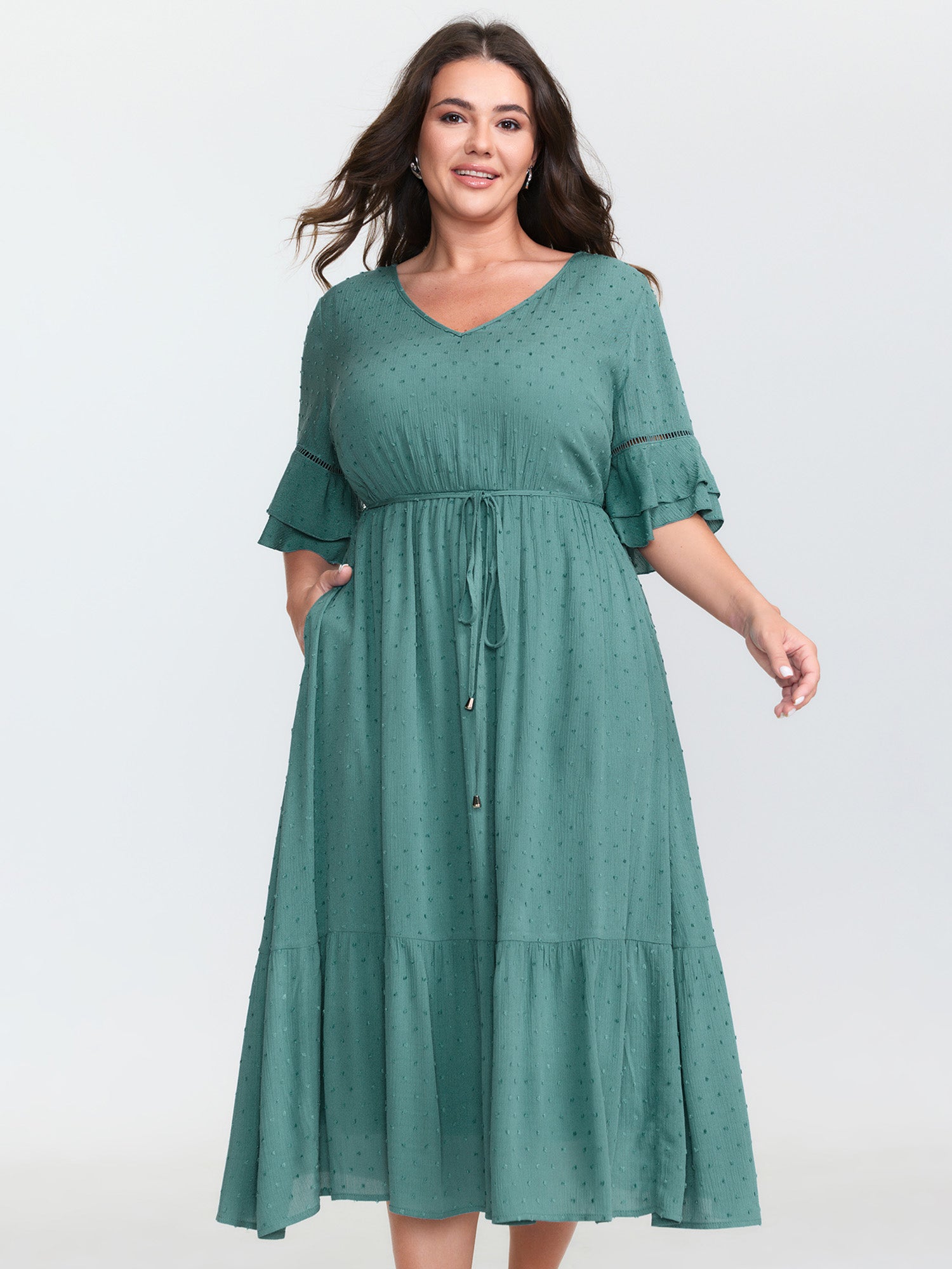 Supersoft Drawstring Waist V-Neck Dress
