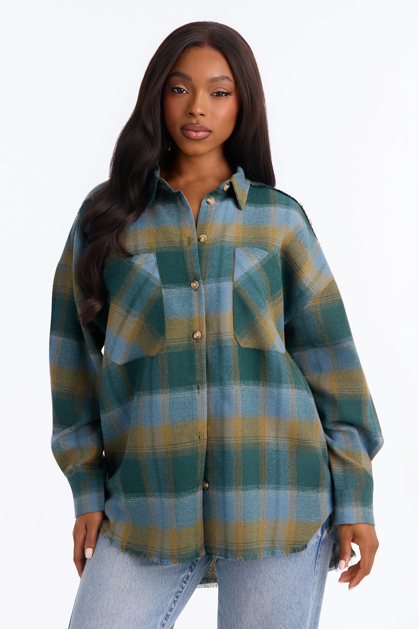 Leilani Plaid Shirt - Teal/combo