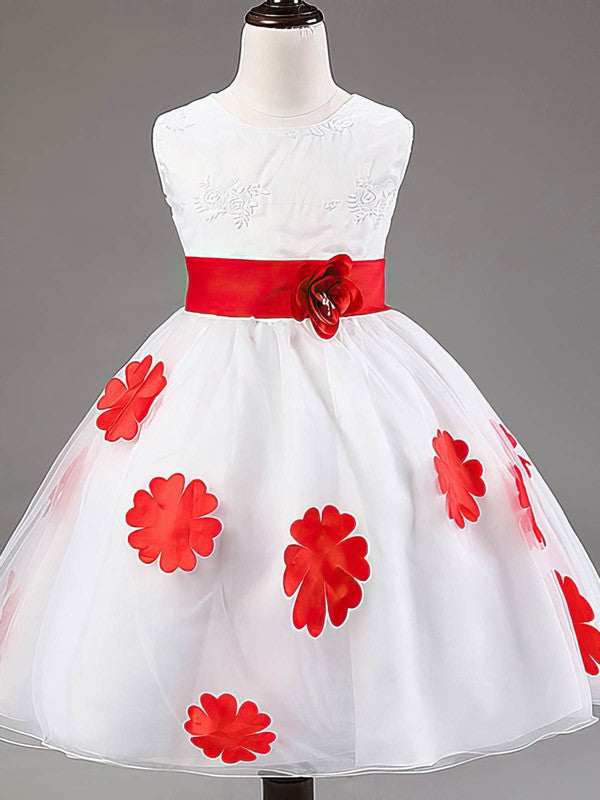 Gorgeous Jewel Neck Organza Ball Gown Flower Girl Dresses with Sash