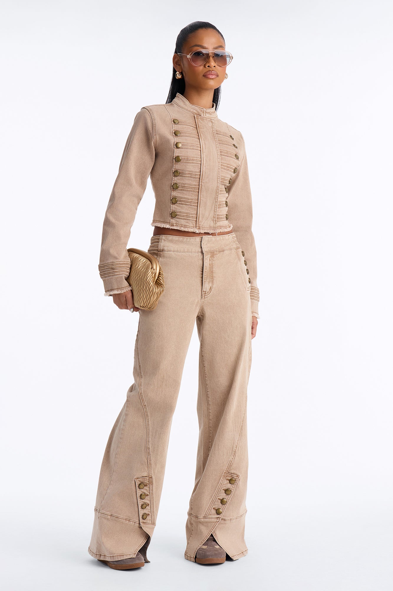 Mae Denim Pant Set - Camel