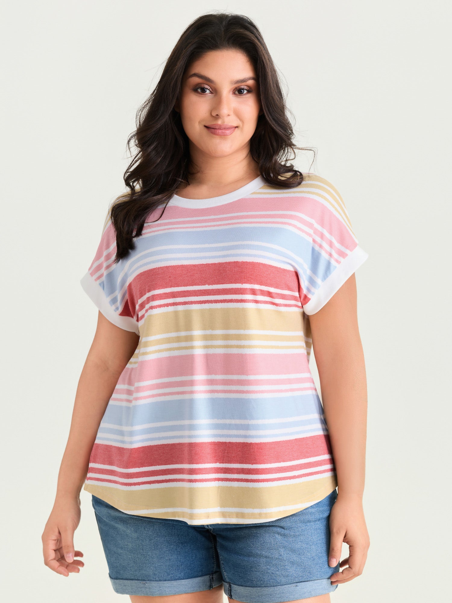 Supersoft Multicolor Striped Round Neck T-Shirt