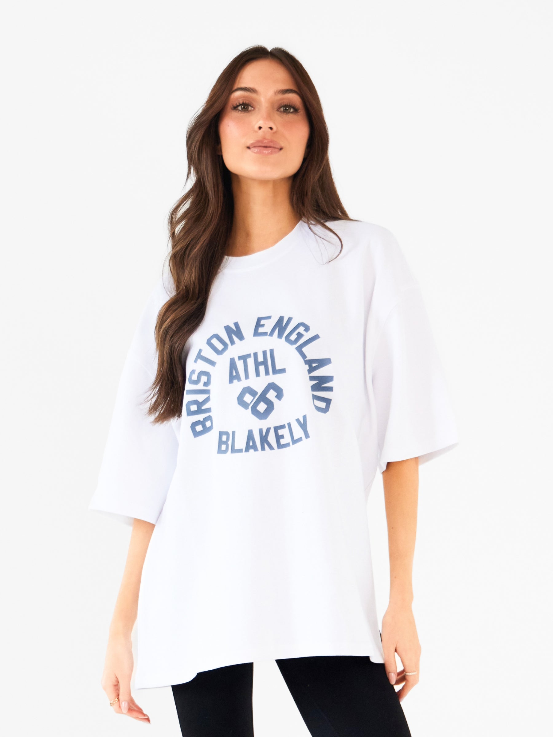 Briston Ultra Oversized T-Shirt - White & Steel Blue