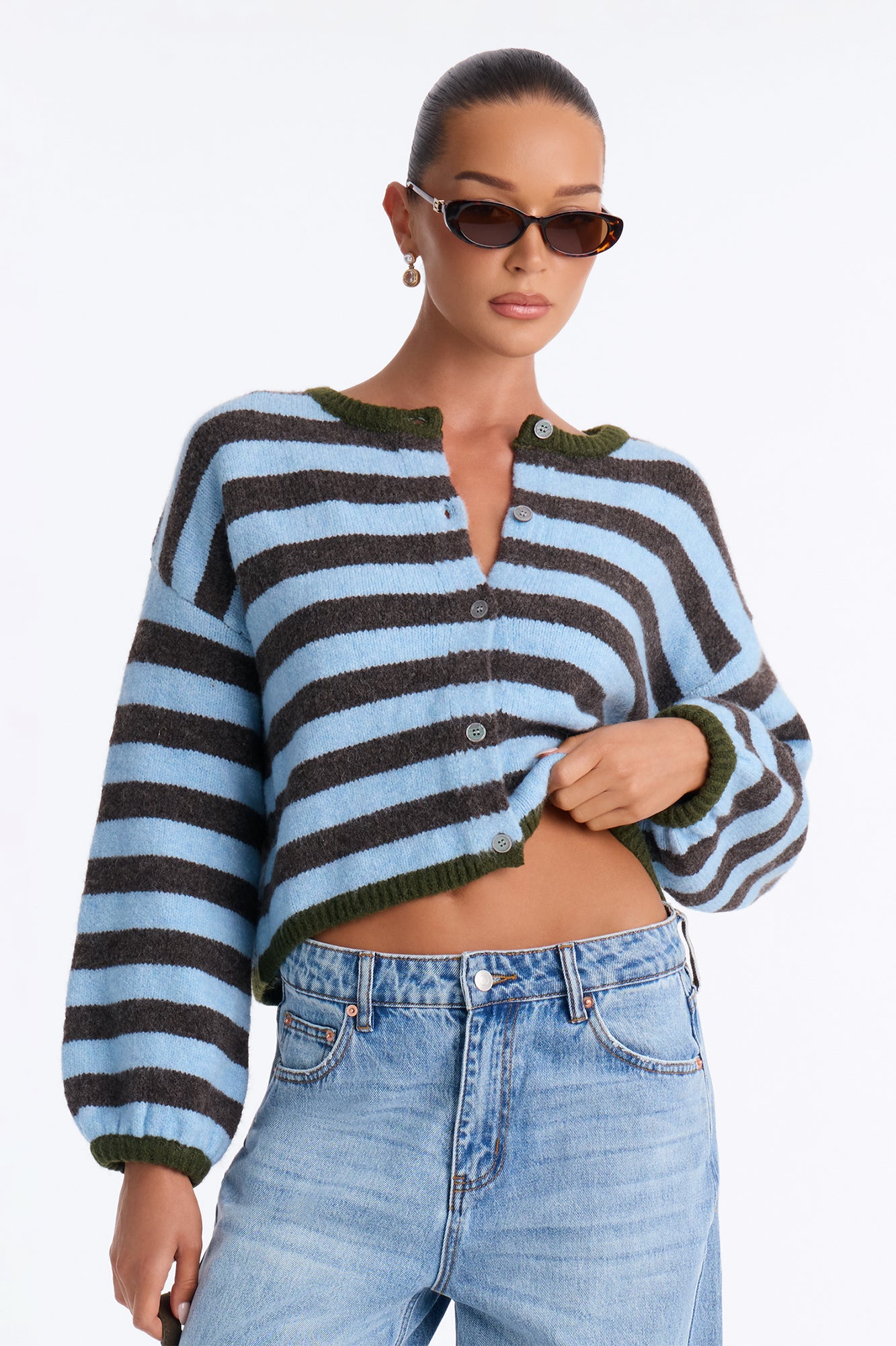 New Love Striped Cardigan - Blue/combo