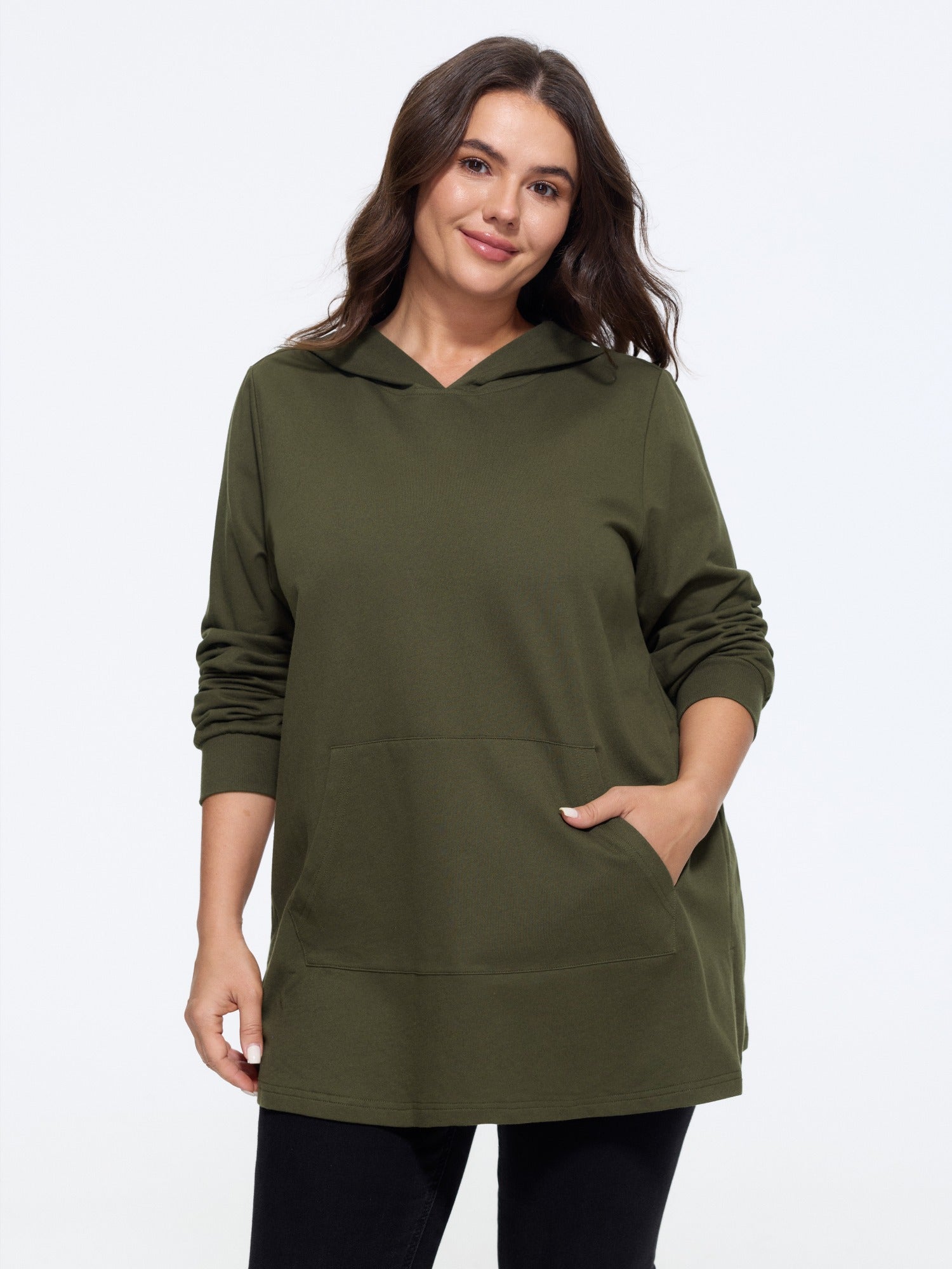 Cotton Kangaroo Pocket Loose Fit Hoodie Sweatshirt