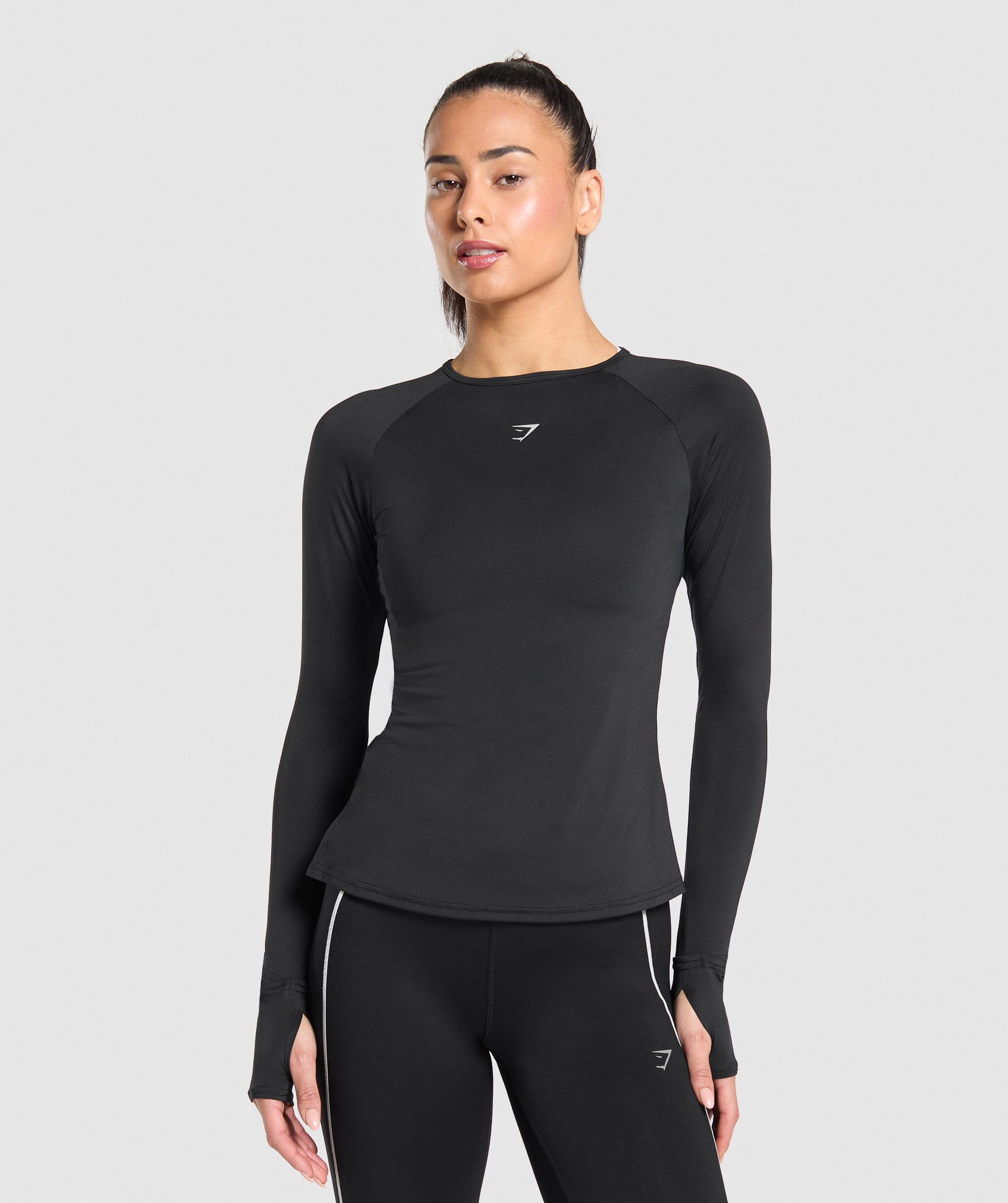 Gymshark Running Back Vent Long Sleeve Top - Black