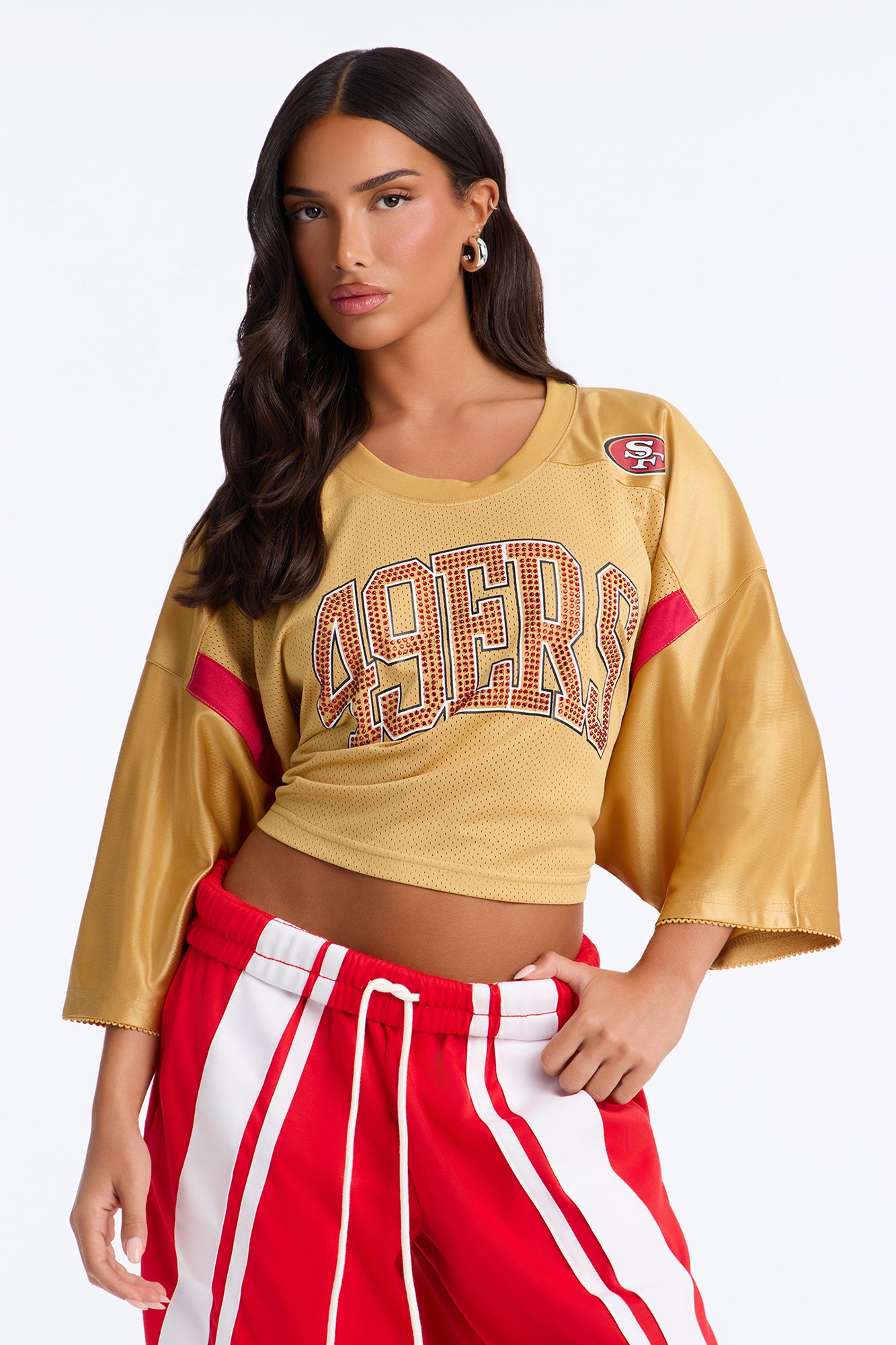 NFL 49er's Rhinestone Cropped Top - Gold