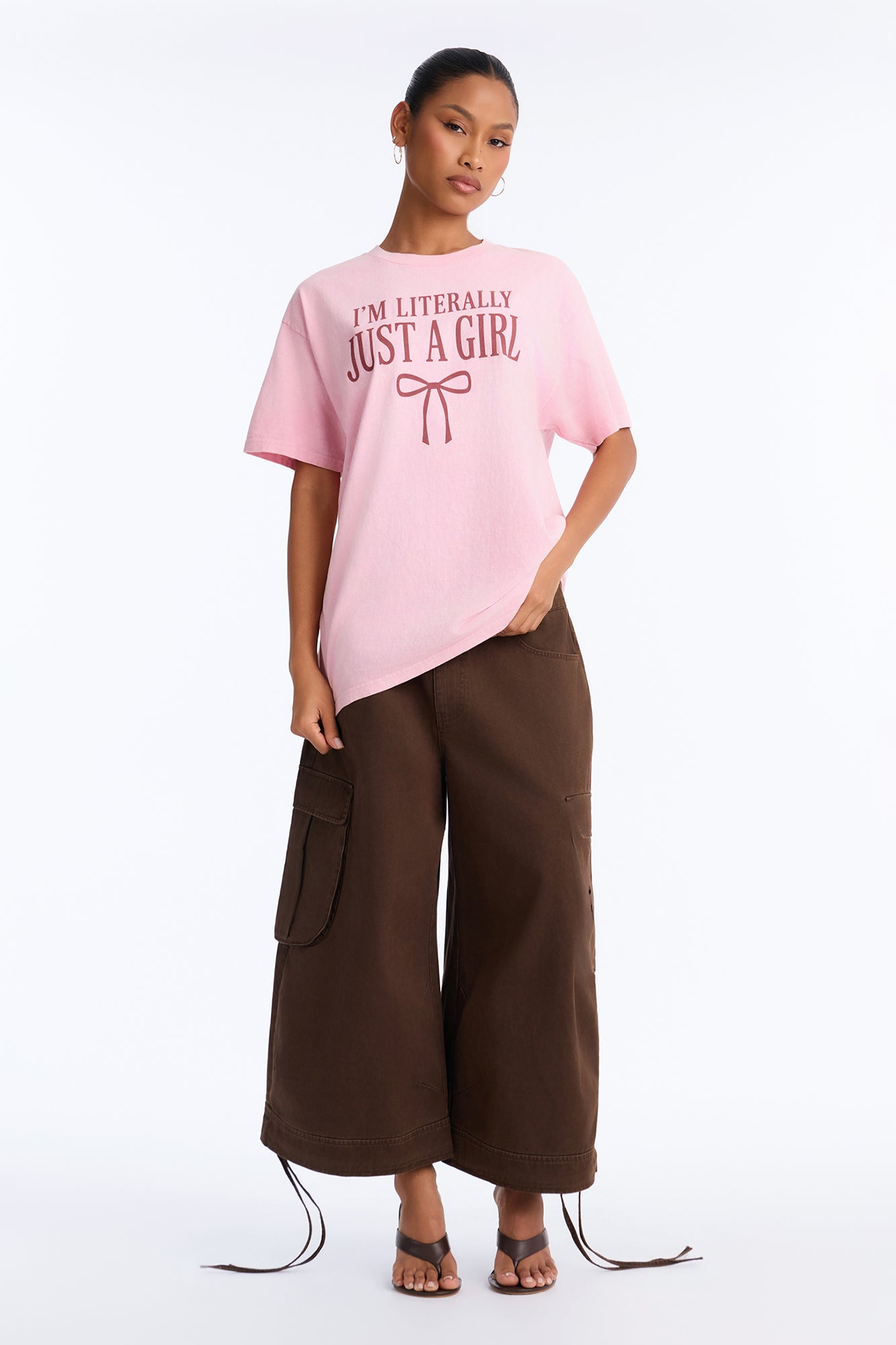Literally Just A Girl Washed Tee - Rose
