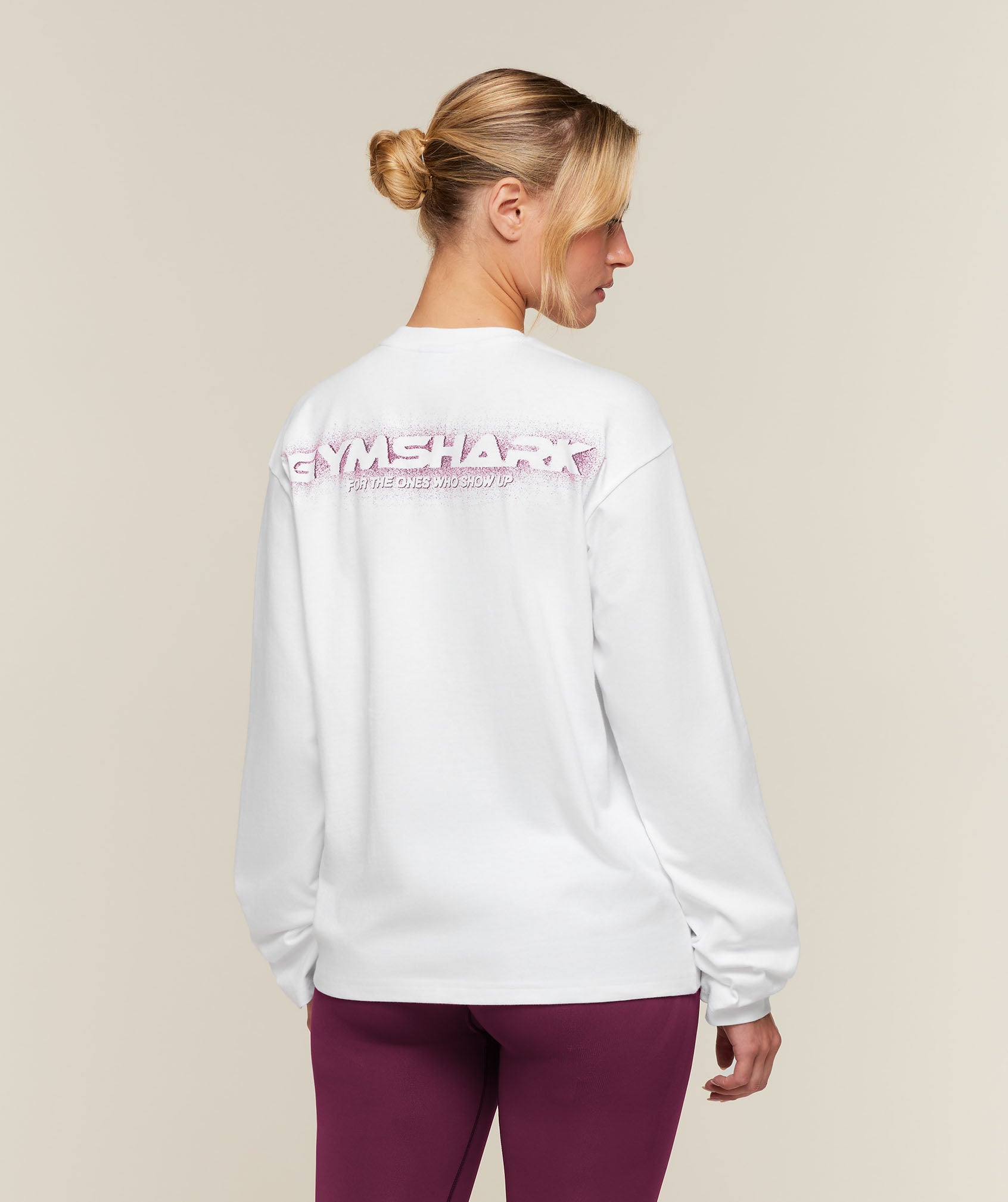 Gymshark For The Ones Who Show Up Graphic Long Sleeve Top - White