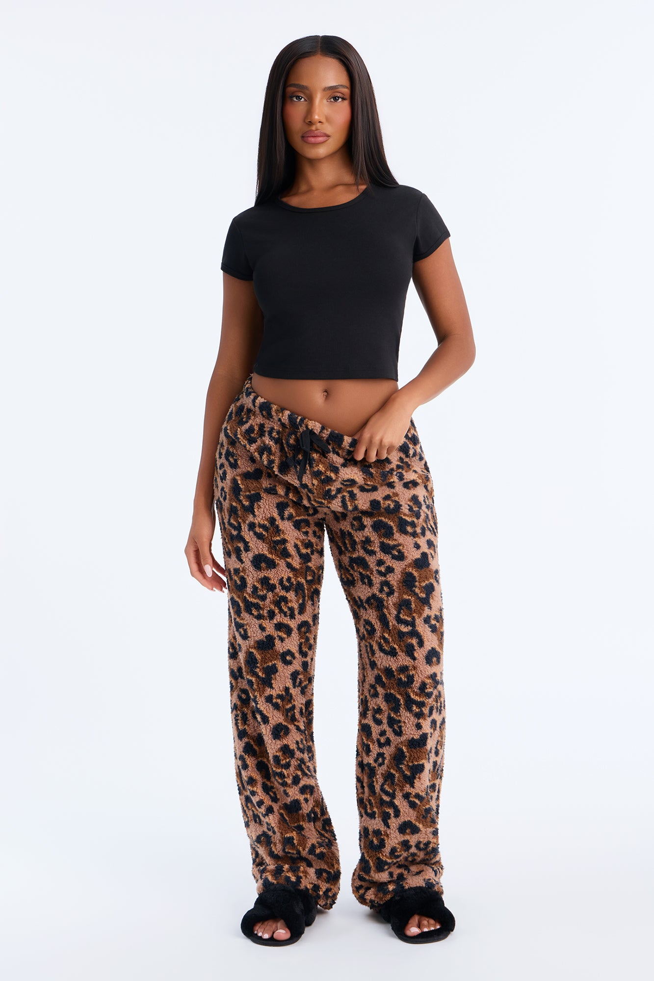 Cuddle Boo Sherpa PJ Pants - Leopard