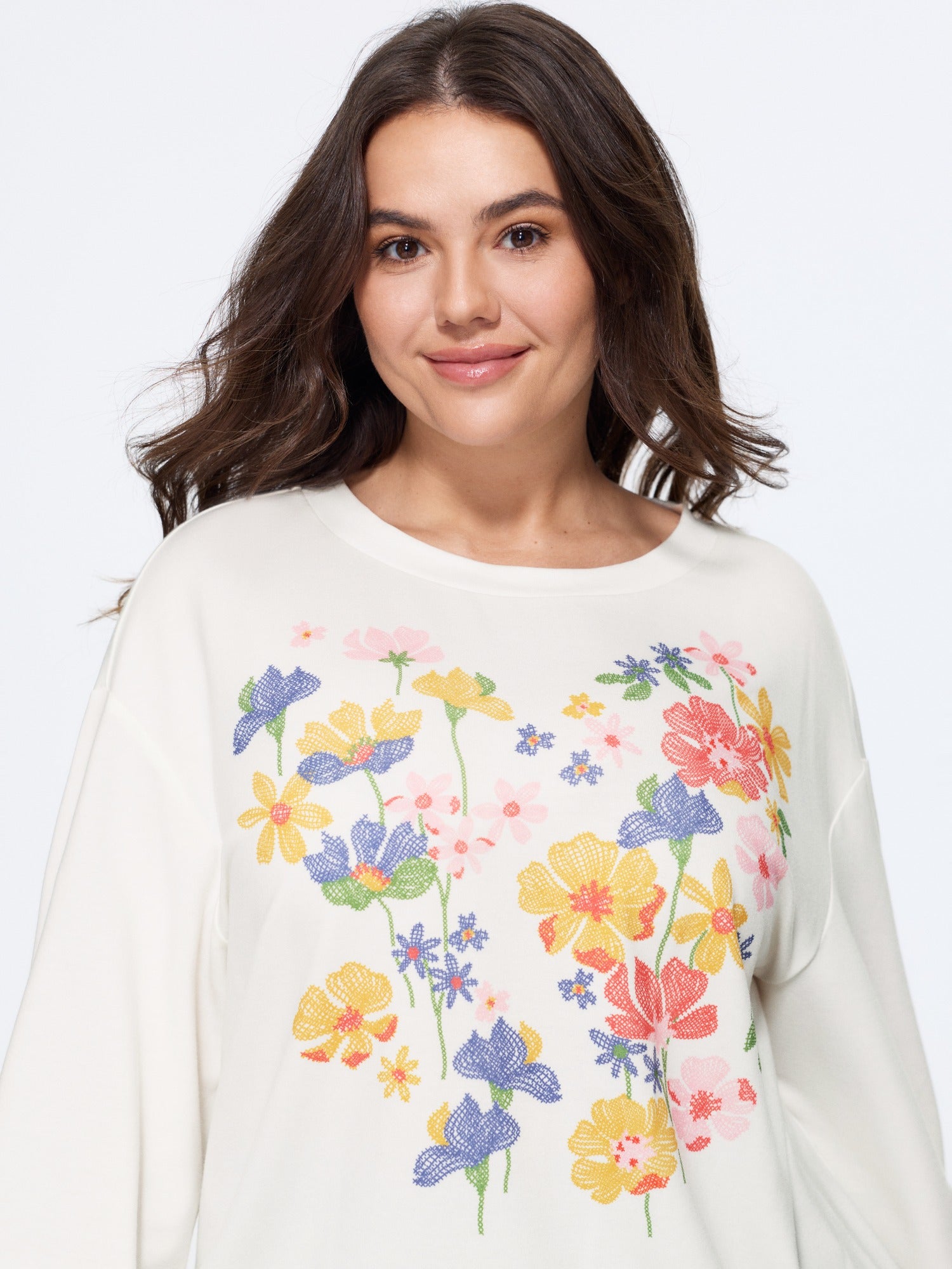 Floral Print Crew Neck Long Sleeve Sweatshirt