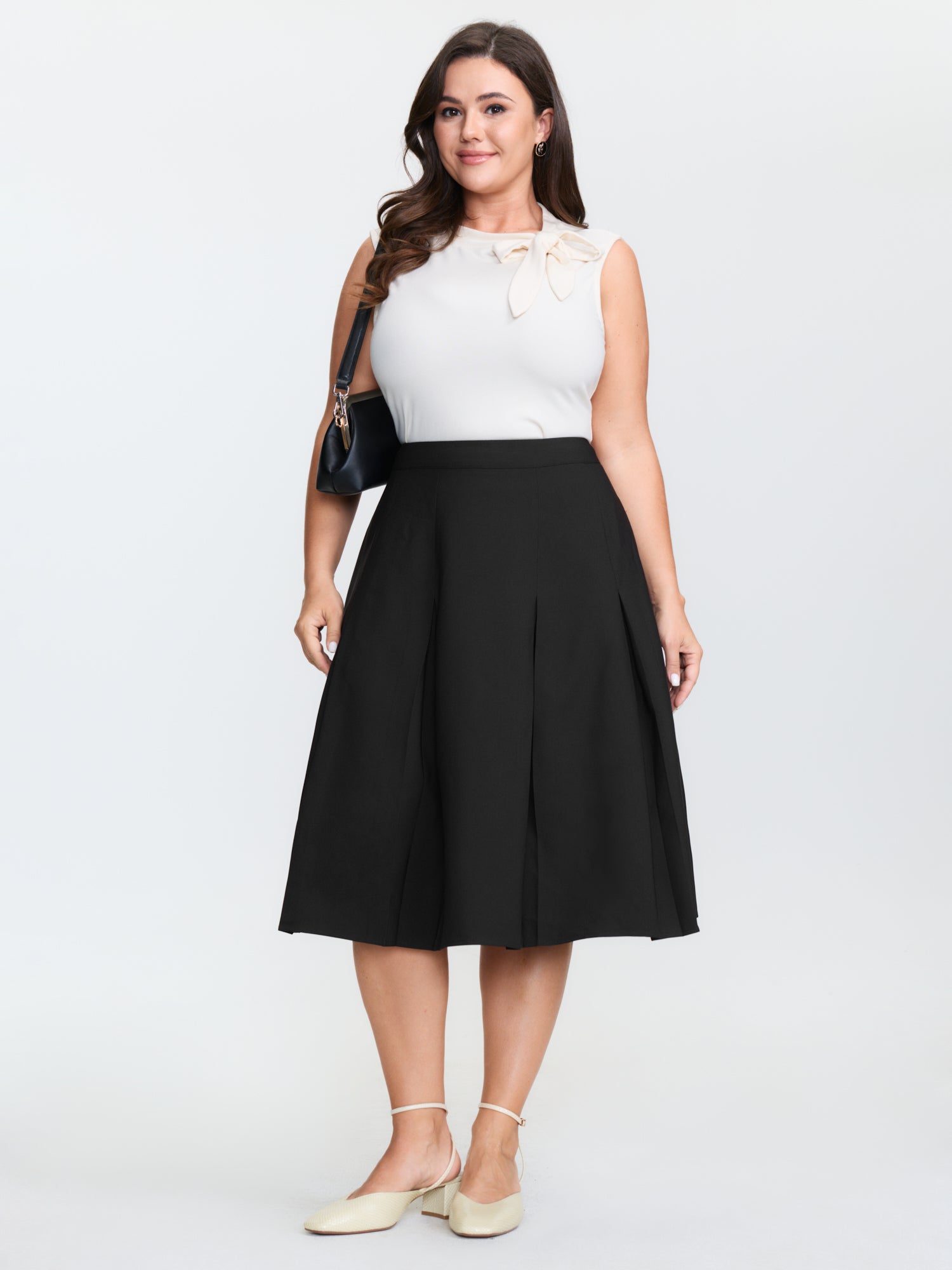 Timeless Pleated Stretchy Midi Skirt