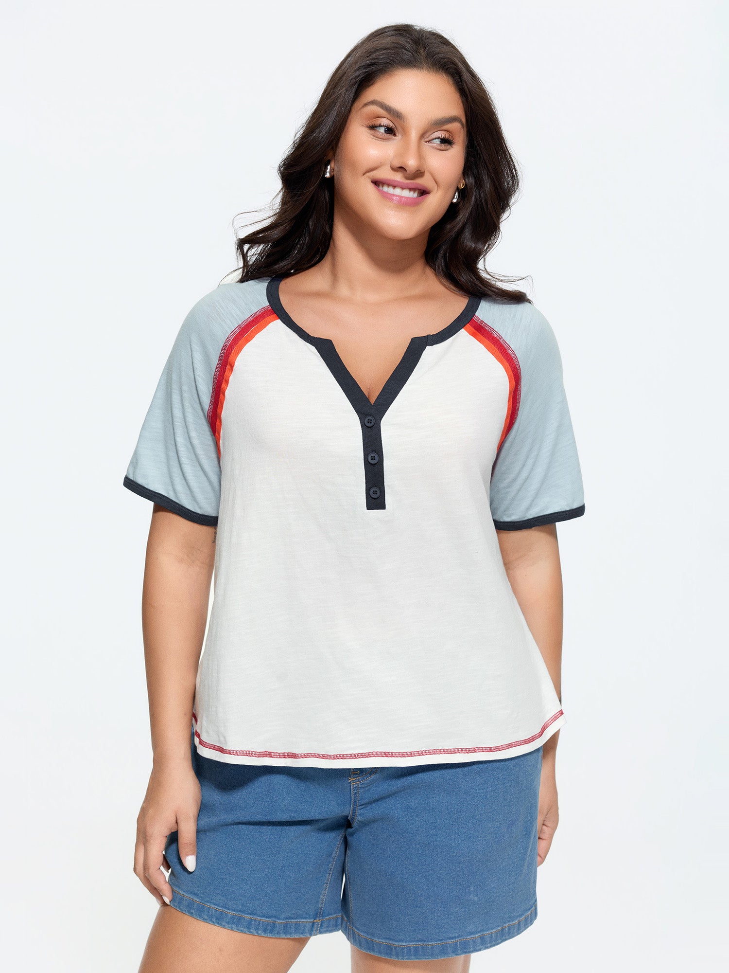 Color Contrast Raglan Sleeve T-Shirt