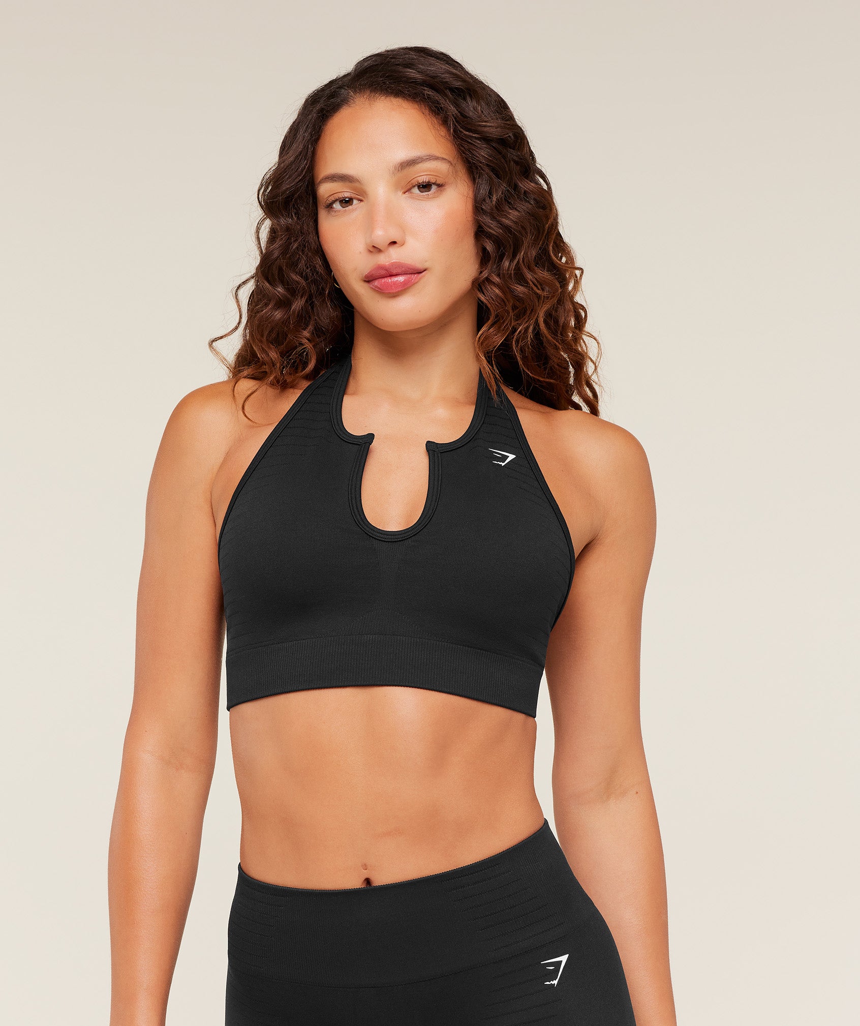 Gymshark Steel Seamless Halter Neck Bra - Black