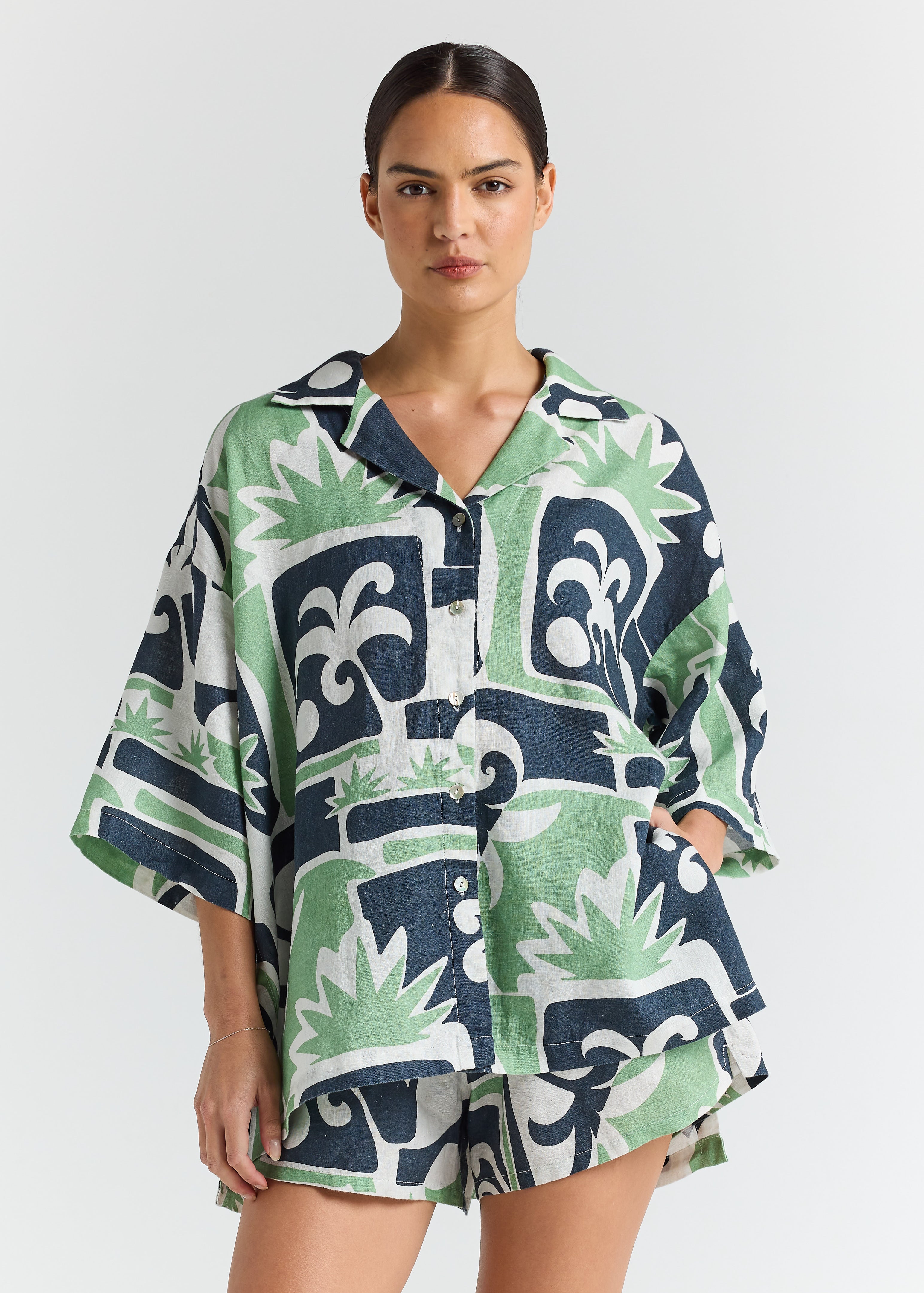 Poolside Paradiso Palm Beachcomber Overshirt