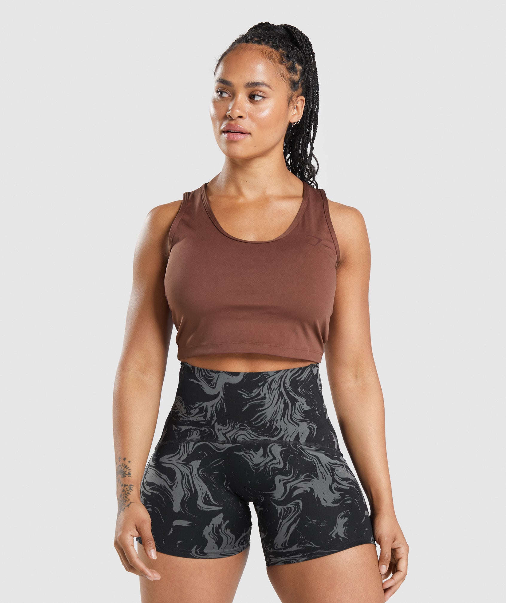 Gymshark GS Power Open Back Cropped Tank - Cherry Brown