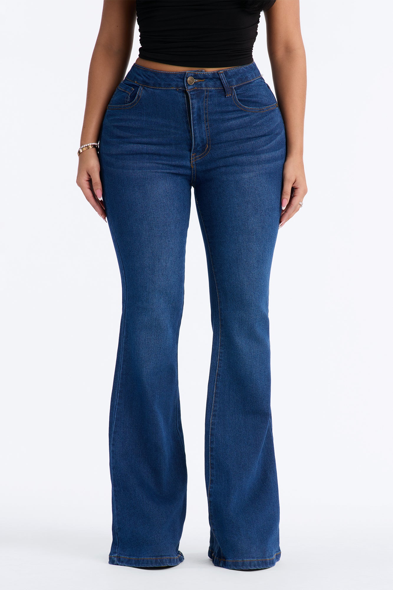 Daydreaming High Rise Stretch Flare Leg Jeans - Dark Wash
