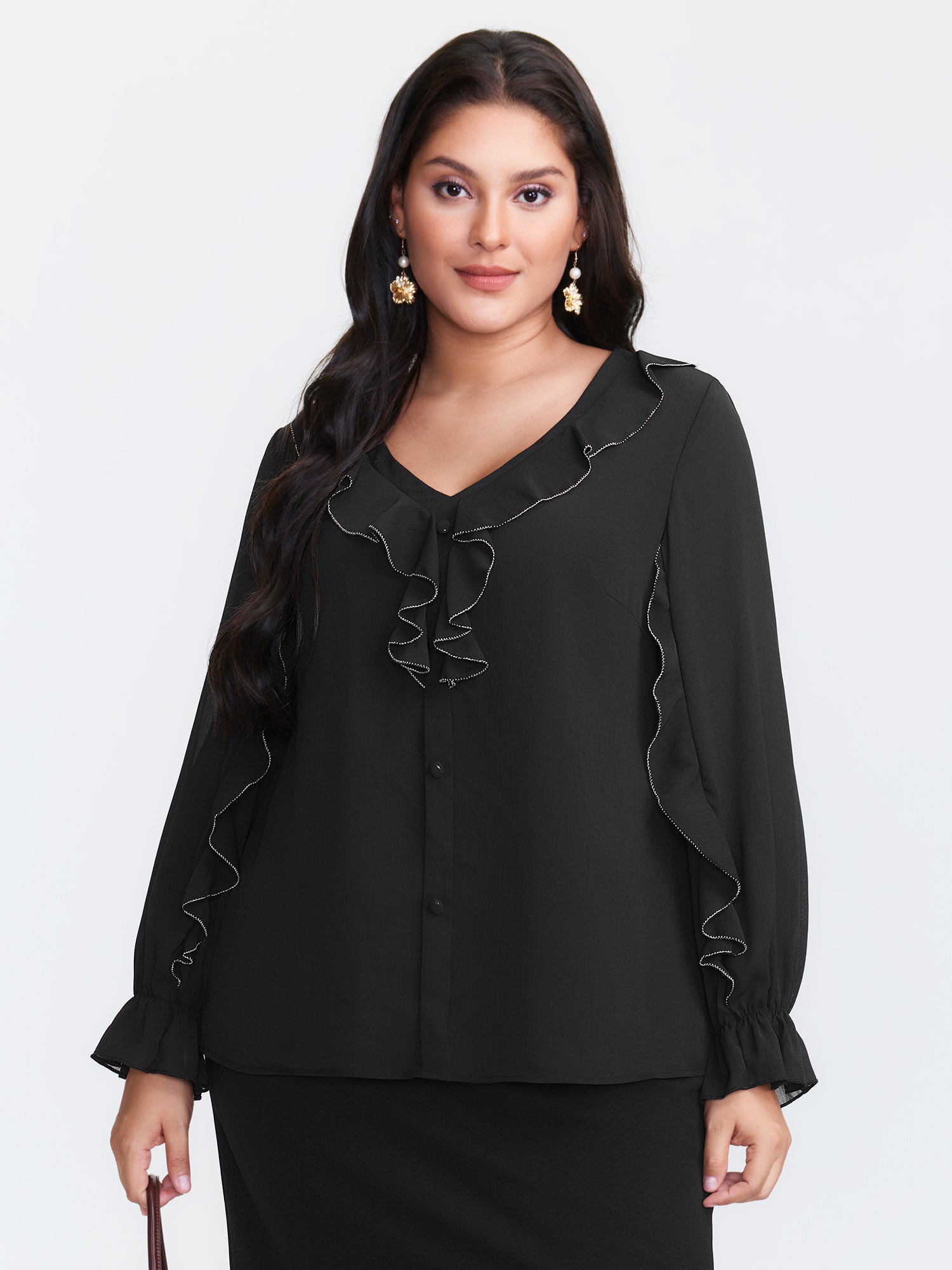 Lettuce Edge Color Contrast Blouse