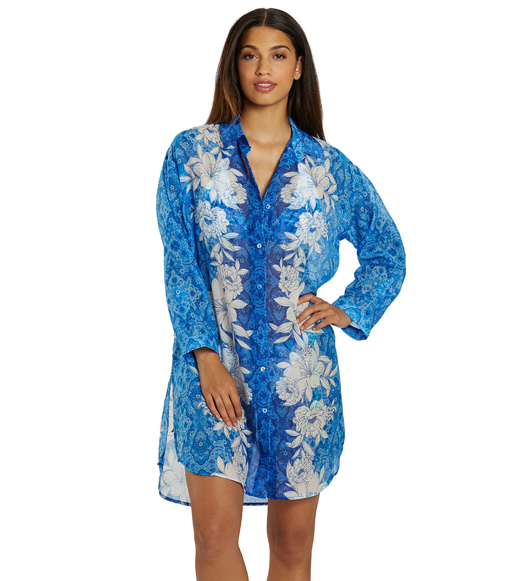 Johnny Was Women's Clio Mix Button Down Shirt Dress